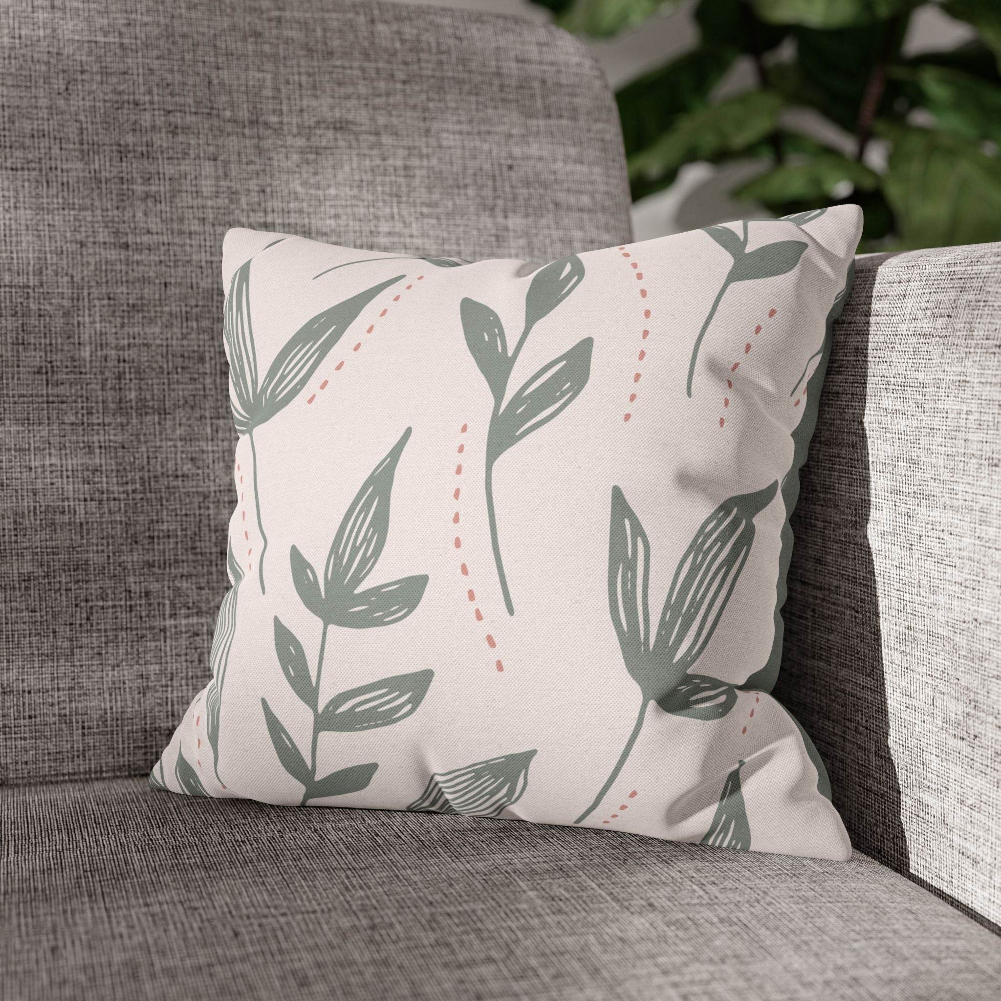 Cushion Cover, Throw pillow Case for Couch (Single Piece) : Grey & Light Orange - SnugLiving
