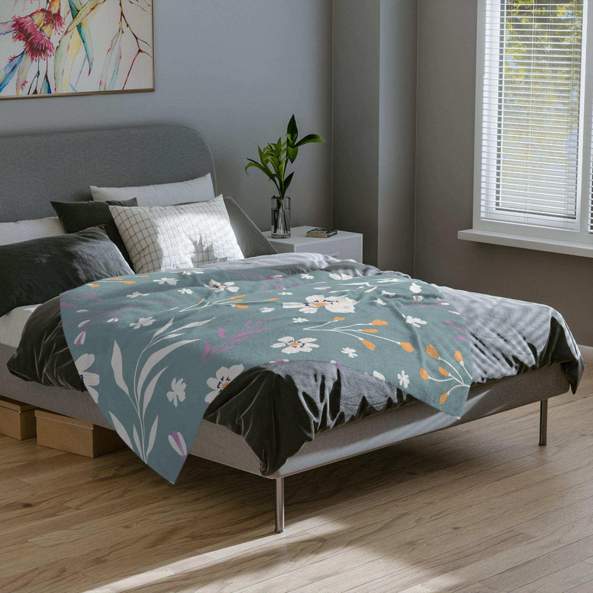 Microfiber Blanket | Soft Throw for Home Decor - Grey Azure