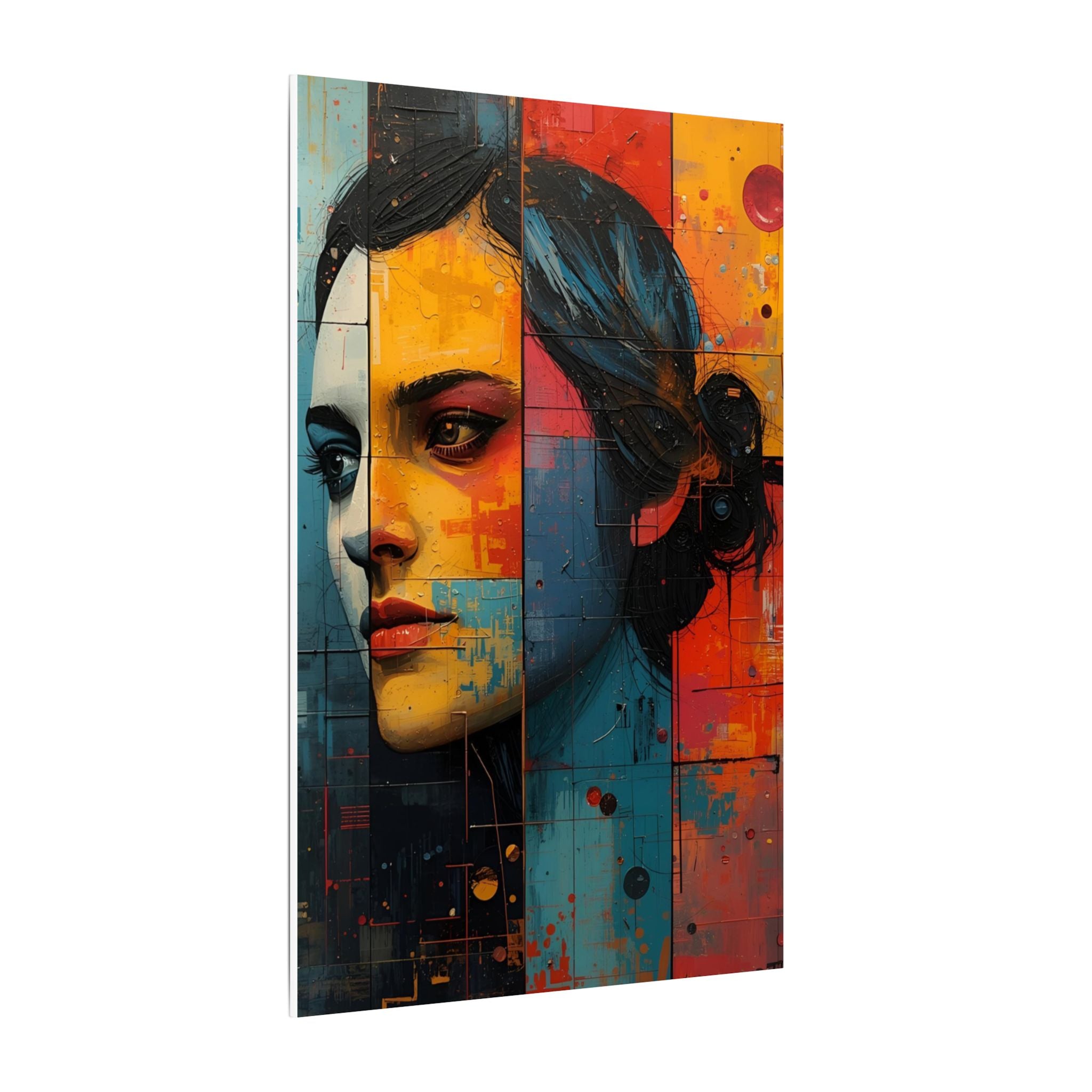 Premium Eco-Friendly Canvas Wall Art for Home Decor - Abstract Woman Portrait in Bold Colors