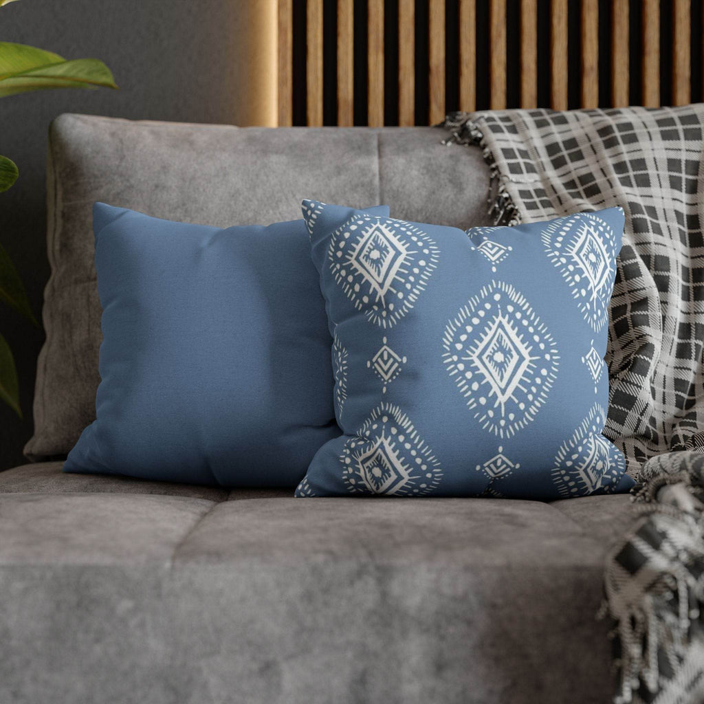 Cushion Cover, Throw pillow Case for Couch (Single Piece) : Azure & White Pattern - SnugLiving