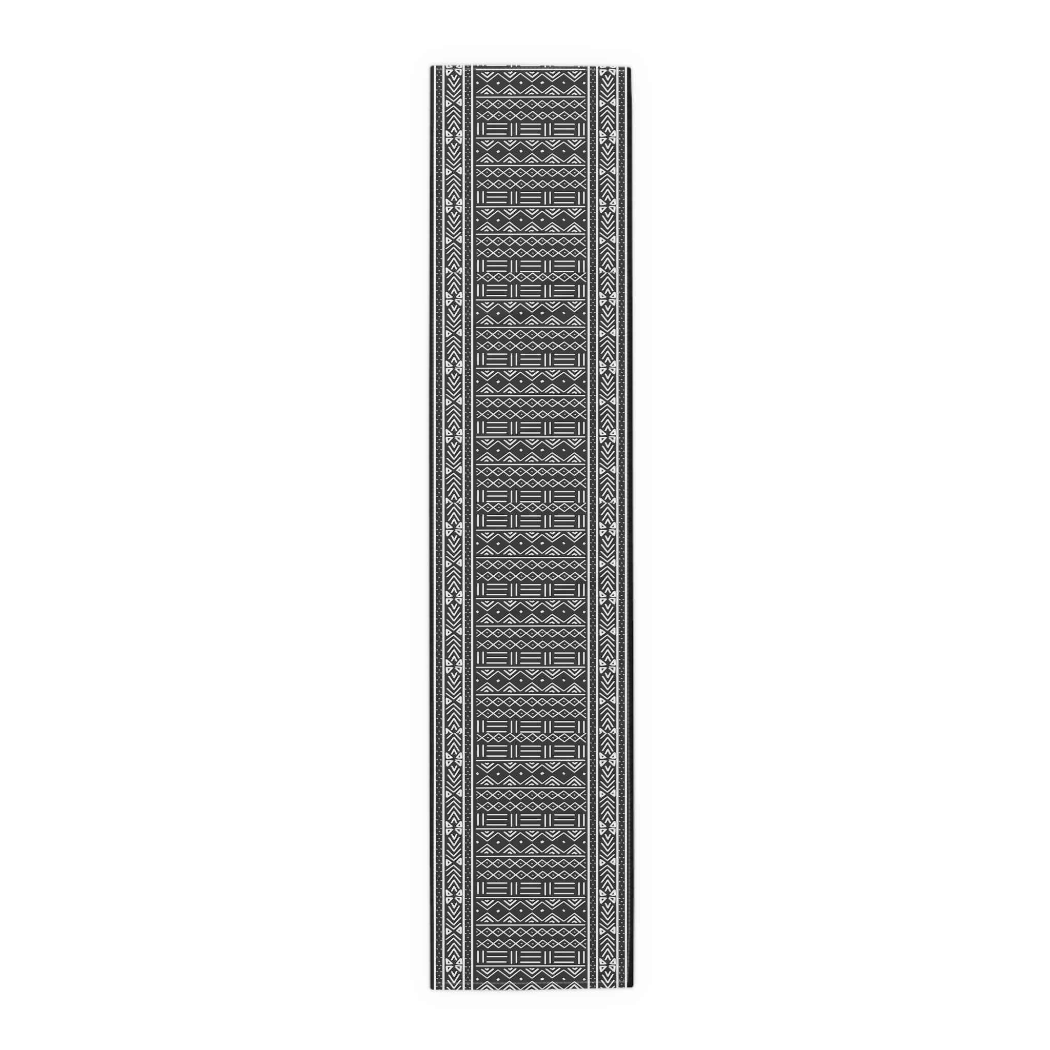 Black Mudcloth Tribal Table Runner – Artisan-Inspired Monochrome Accent - SnugLiving