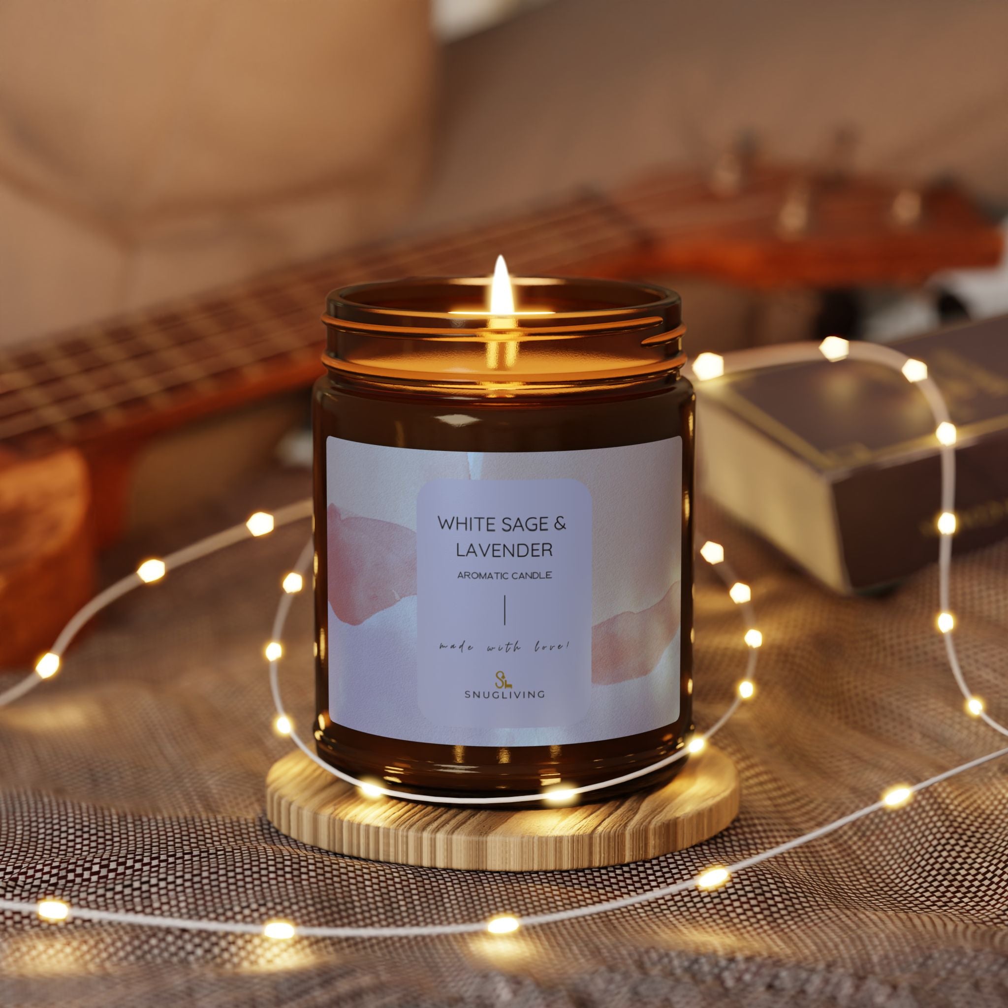 SnugLiving Aromatic/Scented Soy Candle : White Sage & Lavender