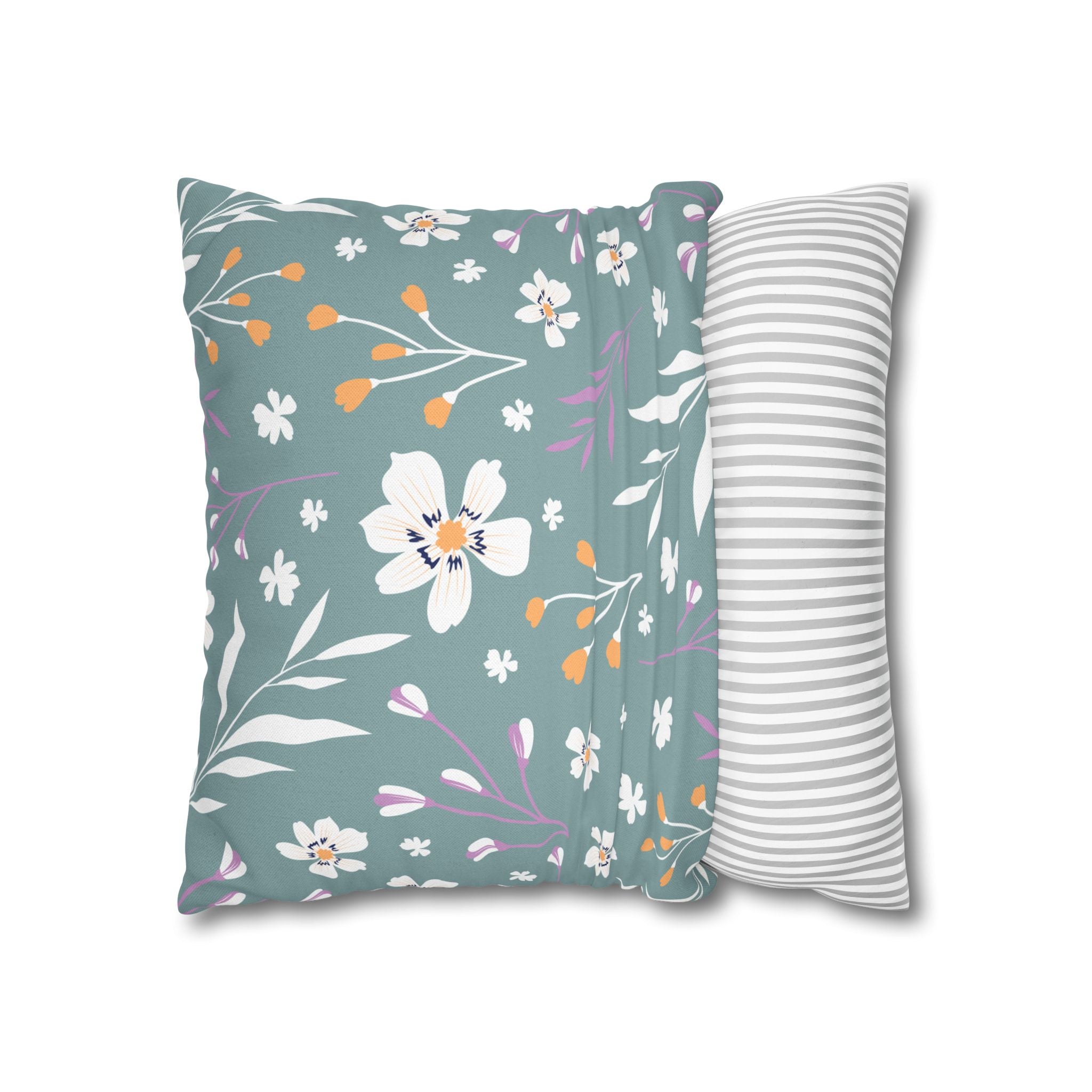 Two Way Cushion Cover, Throw pillow Case for Couch (Single Piece) : Grey Cyan