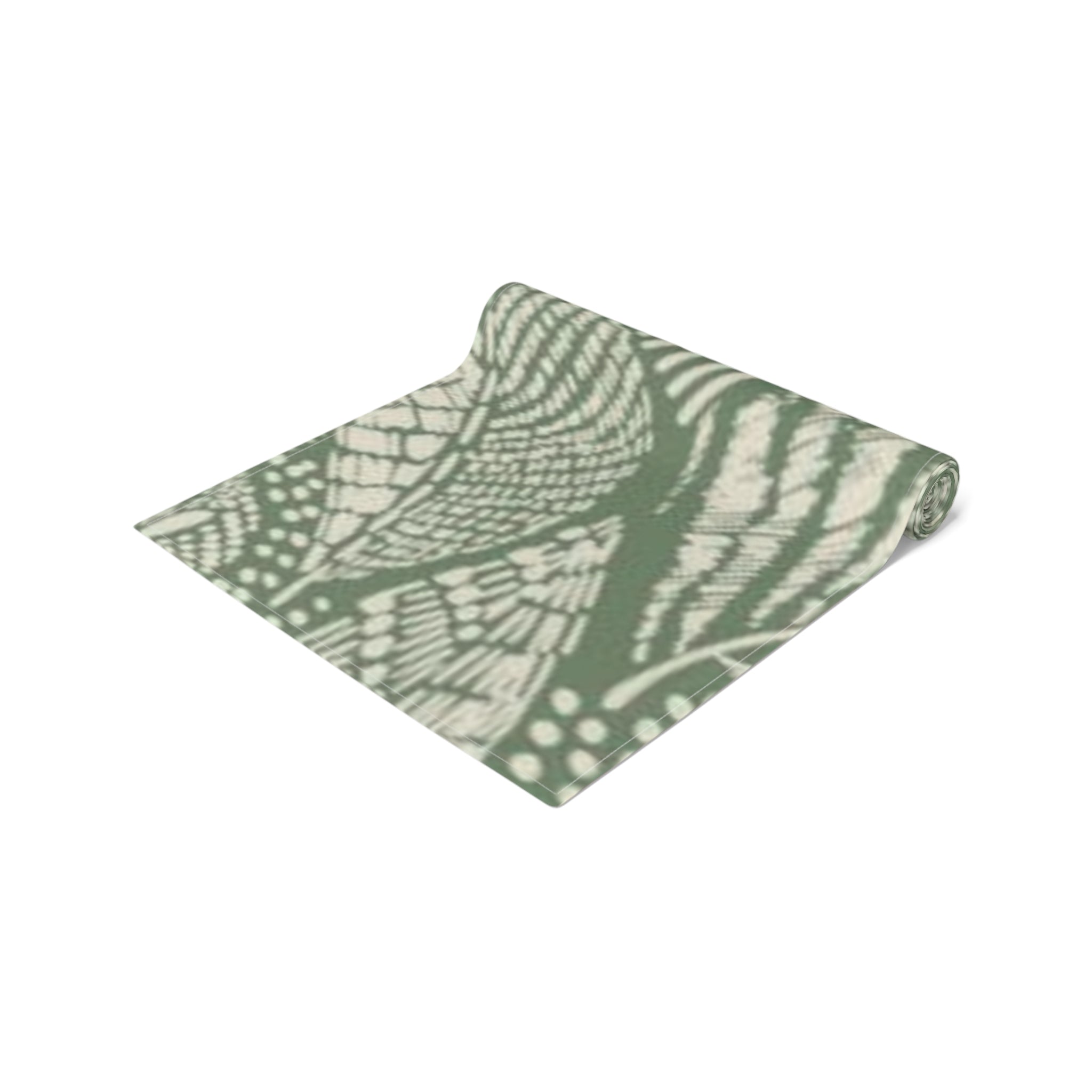 Sage Green Botanical Pattern Table Runner – Artistic Leaf Dining Accessory - SnugLiving