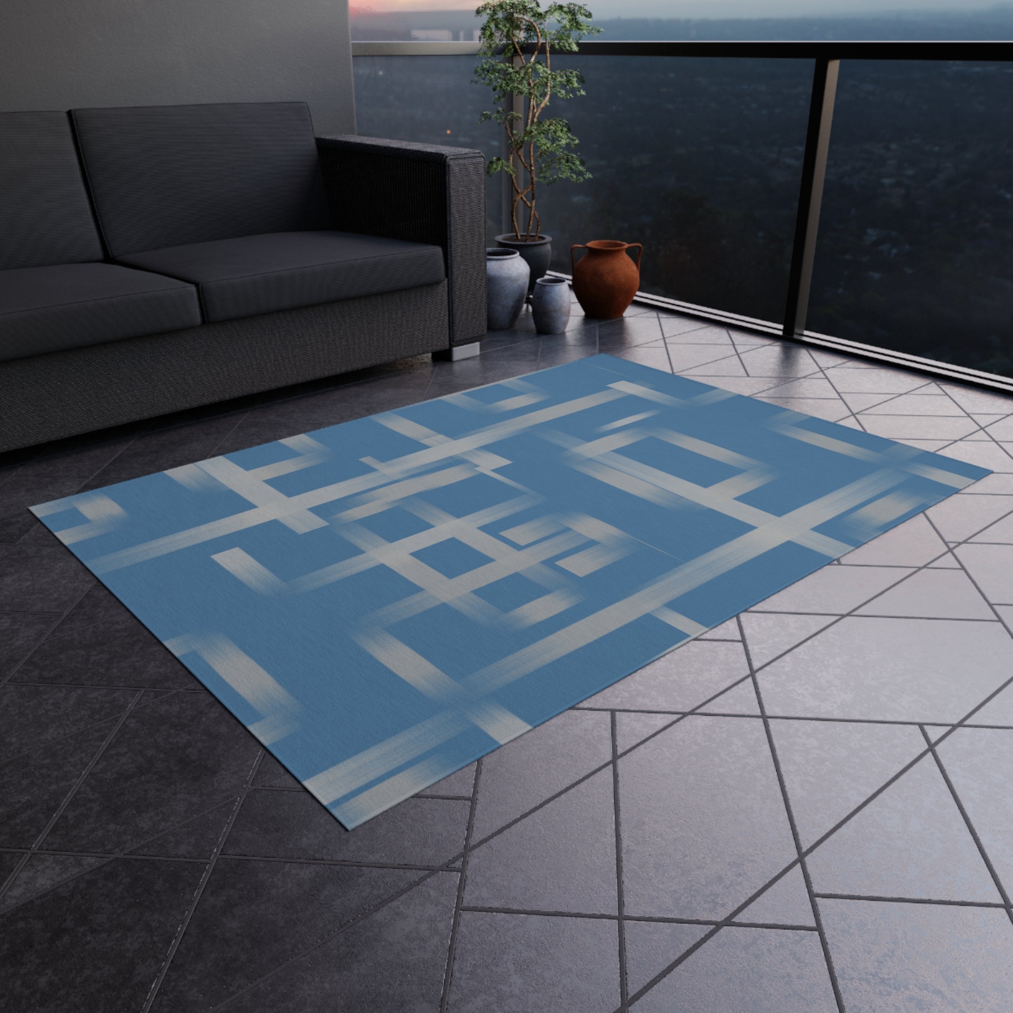 Stylish Indoor/Outdoor Rug for Living Room, Patios, Decks, and Gardens | Perfect for Home Decor - Dark Azure