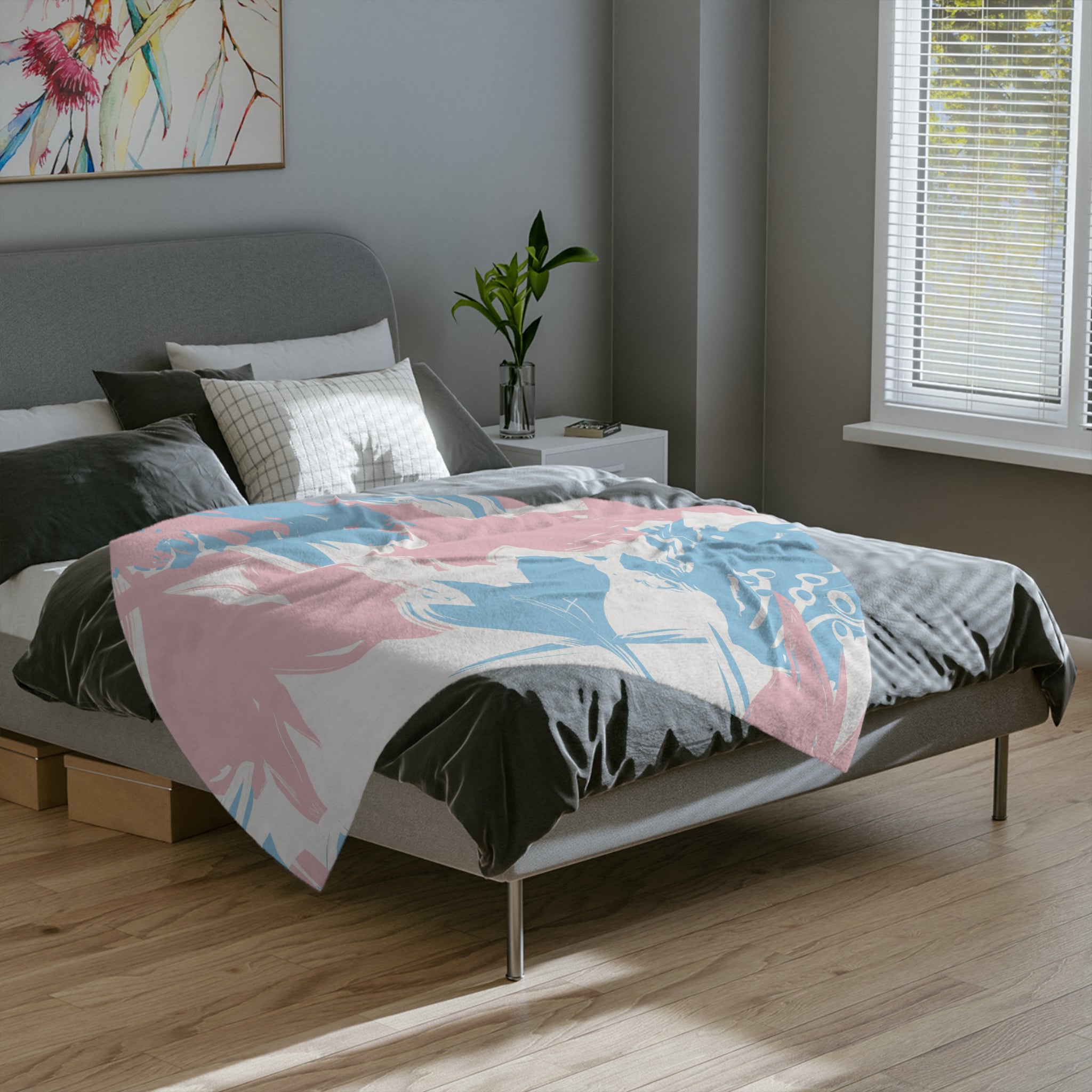 Microfiber Blanket | Soft Throw for Home Decor - Blue & Pink