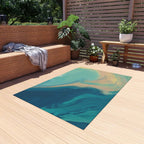 Abstract Ocean Swirl Rugs for Living Room & Patio | Artistic Blue & Sand Modern Area Rug - SnugLiving