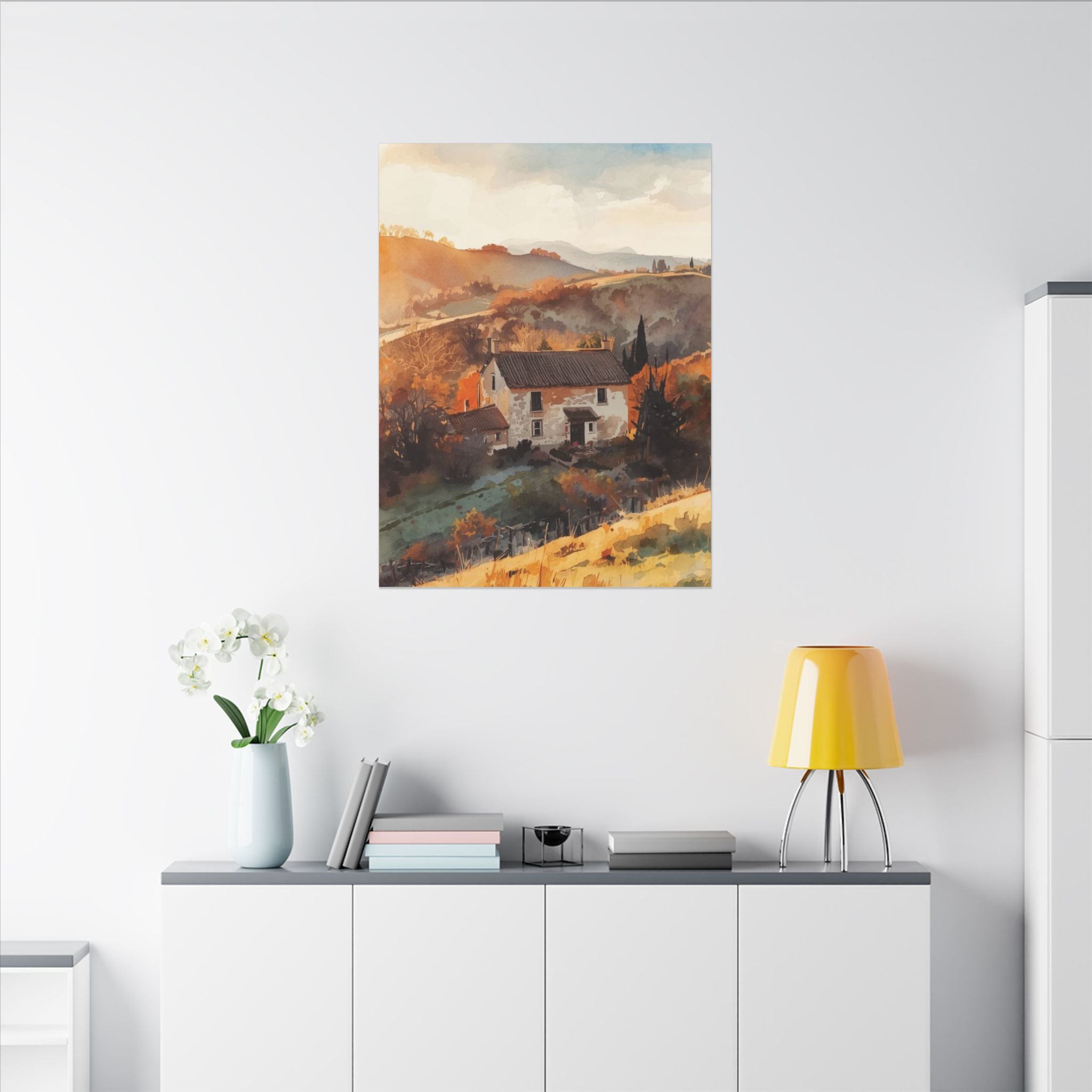 Premium Eco-Friendly Canvas Wall Art for Home Decor - Countryside Cottage Landscape