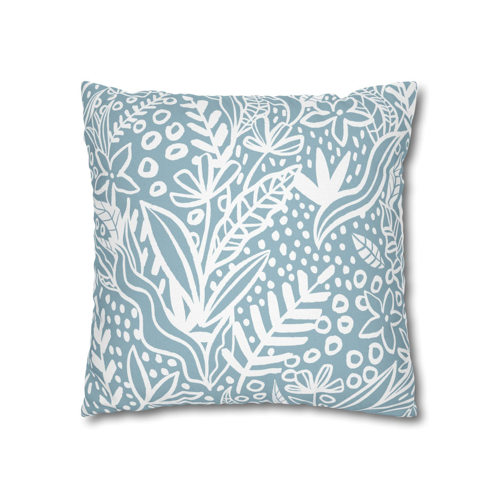 Two Way Cushion Cover, Throw pillow Case for Couch (Single Piece) : Floral Blue