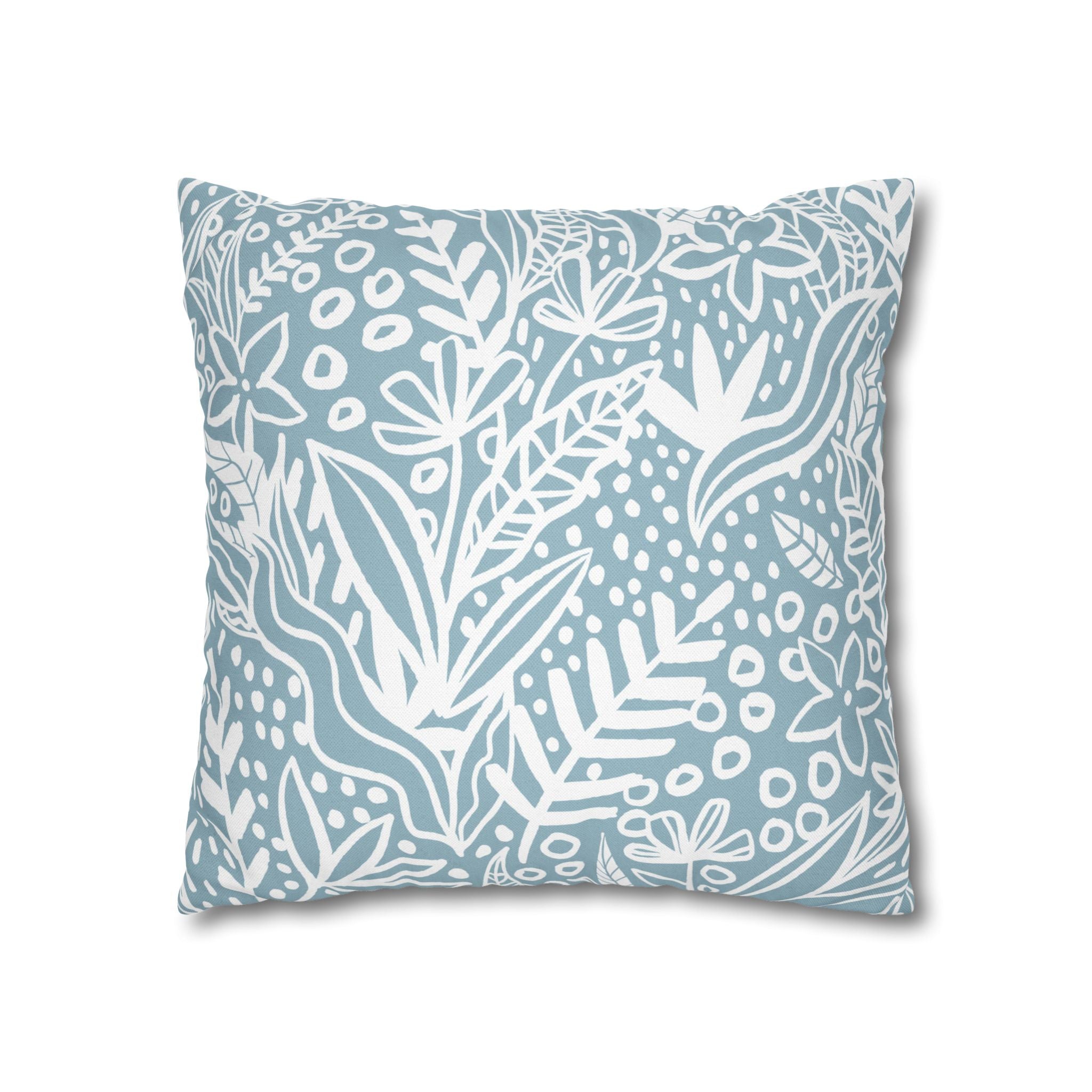 Two Way Cushion Cover, Throw pillow Case for Couch (Single Piece) : Floral Blue