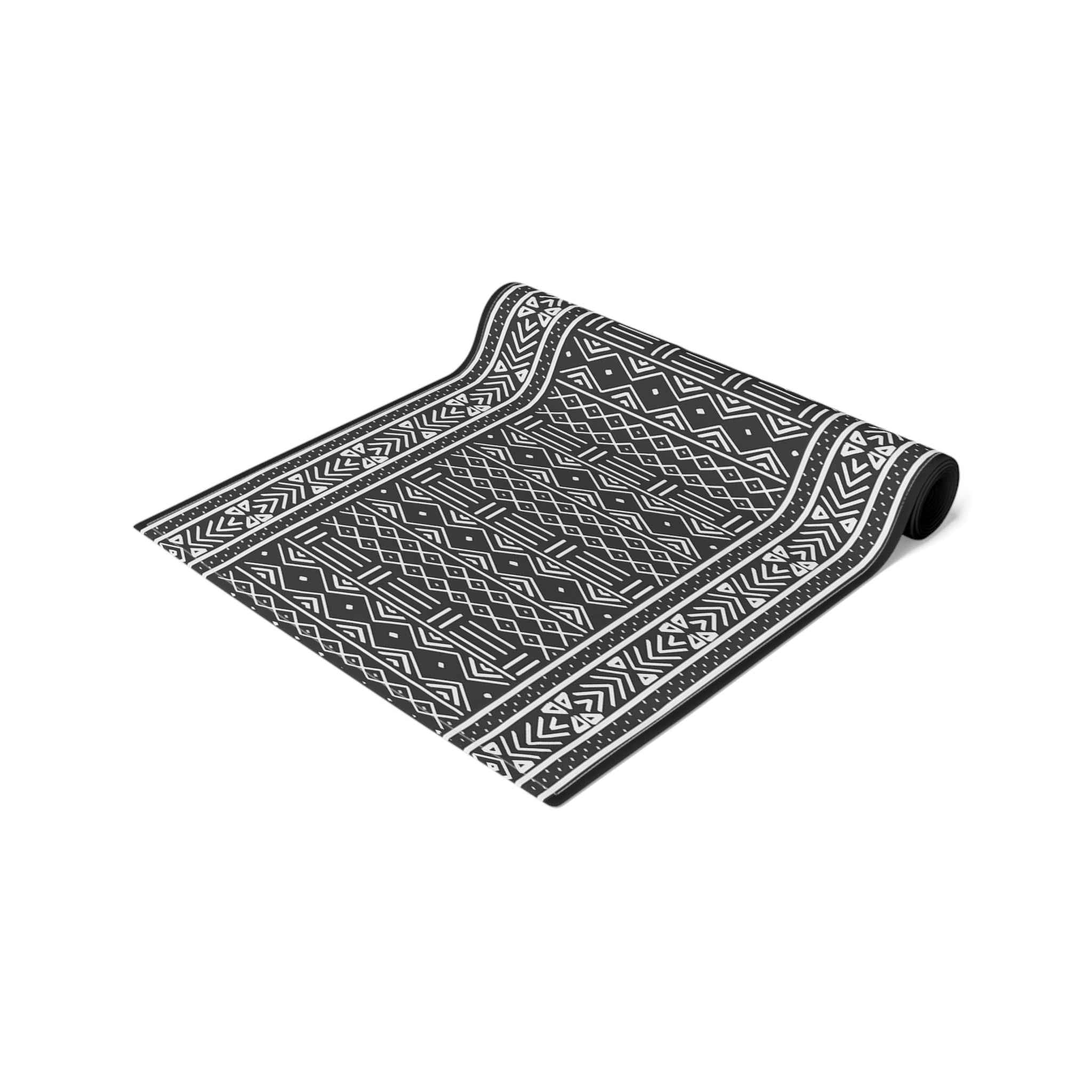 Black Mudcloth Tribal Table Runner – Artisan-Inspired Monochrome Accent - SnugLiving