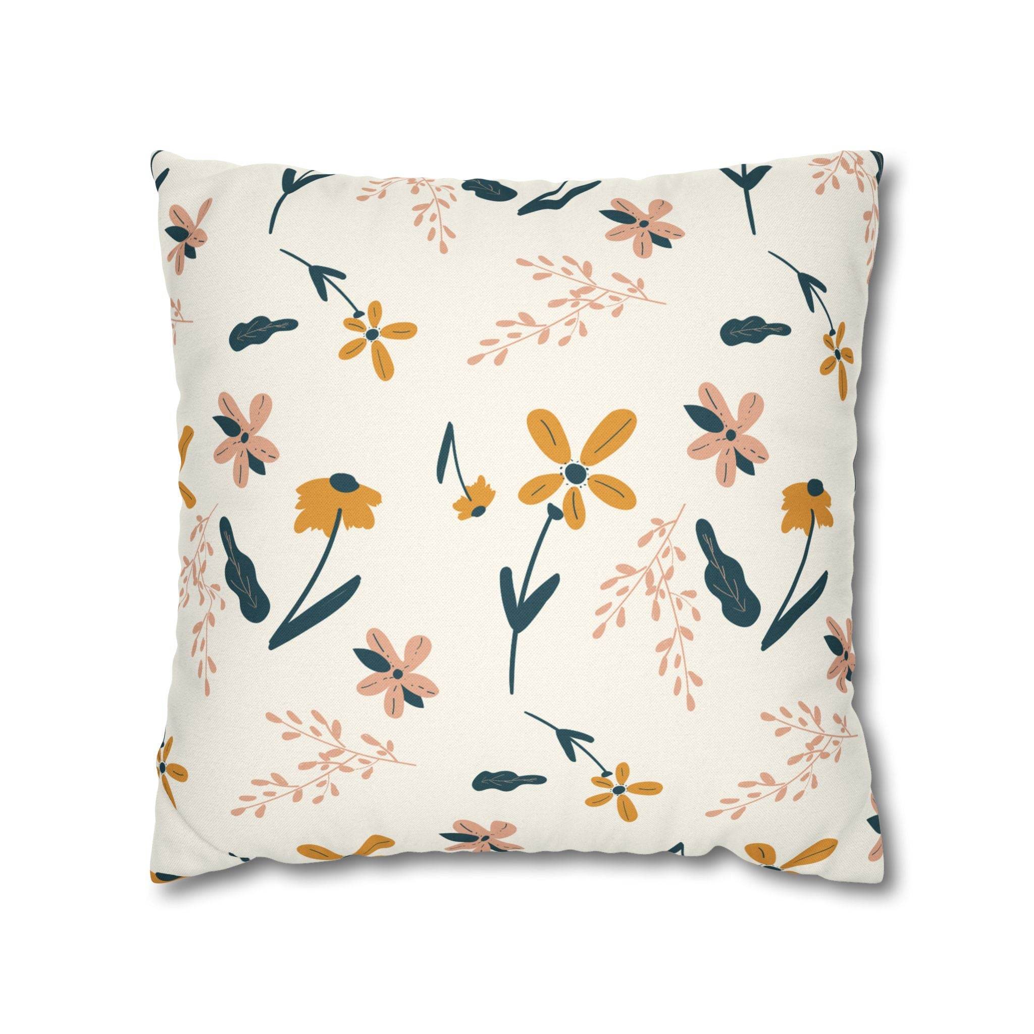 Cushion Cover, Throw pillow Case for Couch (Single Piece) : Floral Warm Orange - SnugLiving