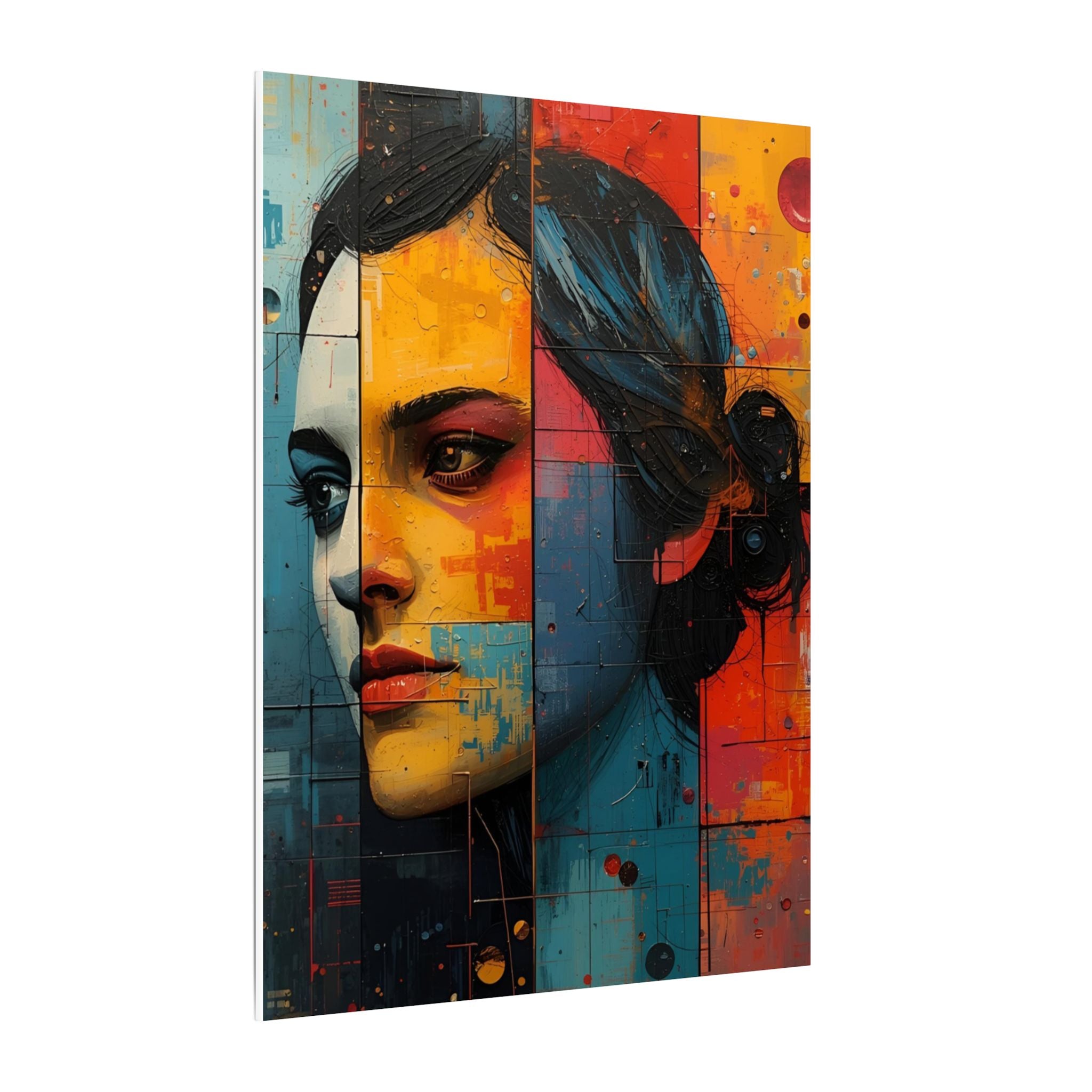 Premium Eco-Friendly Canvas Wall Art for Home Decor - Abstract Woman Portrait in Bold Colors