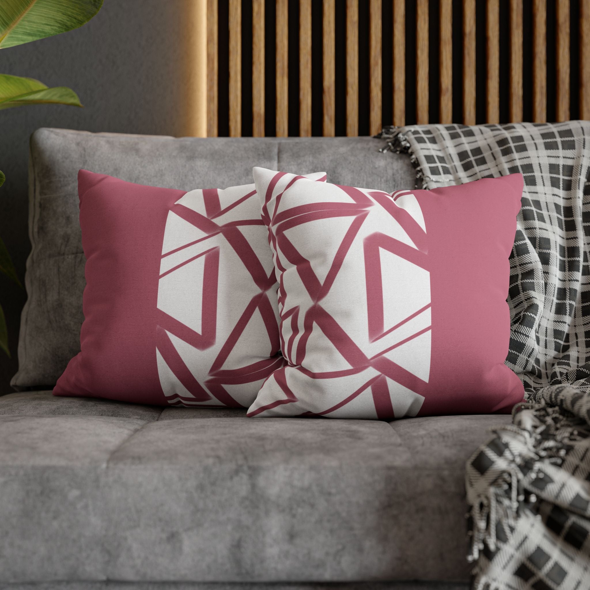 Two Way Cushion Cover, Throw pillow Case for Couch (Single Piece) : Crimson & White