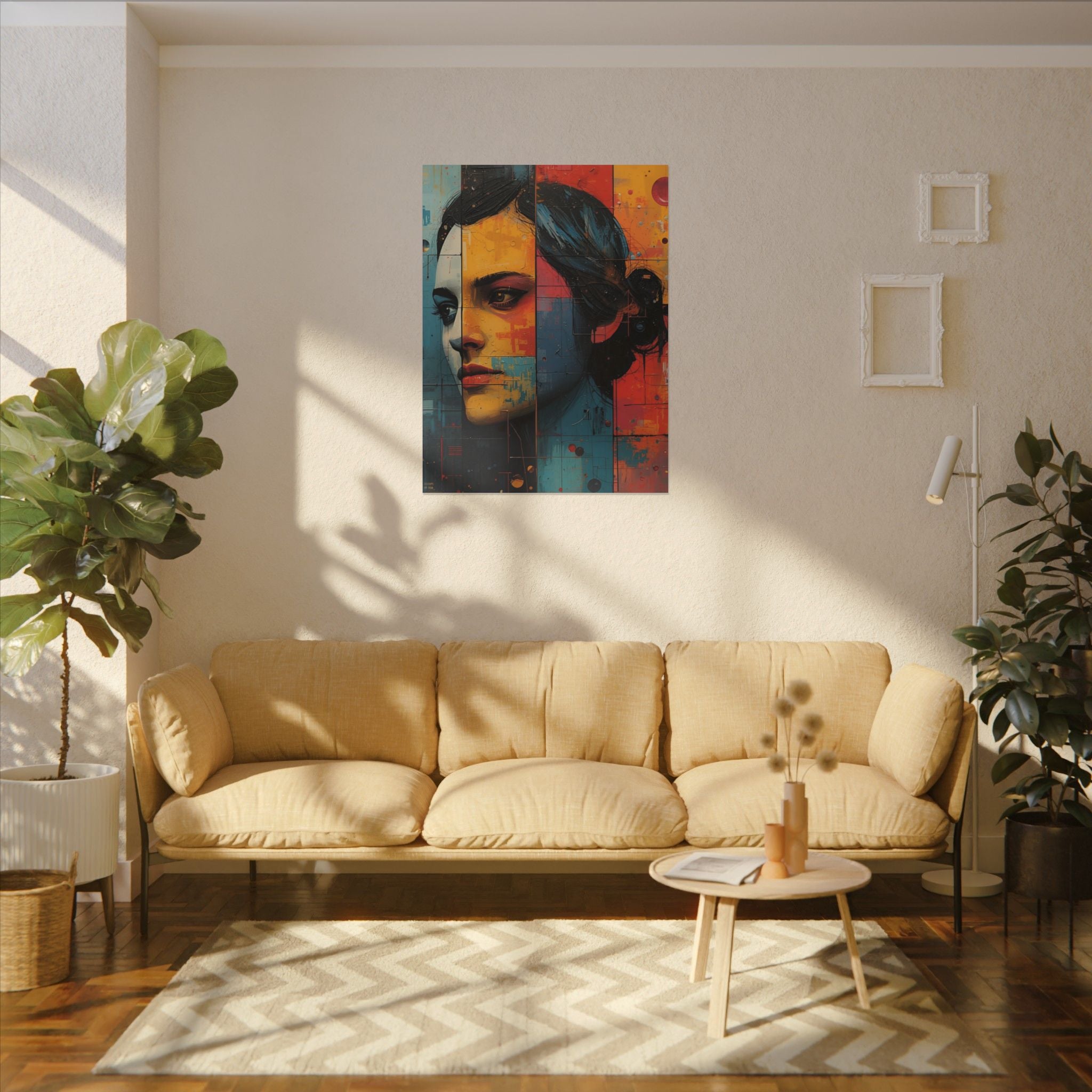 Premium Eco-Friendly Canvas Wall Art for Home Decor - Abstract Woman Portrait in Bold Colors