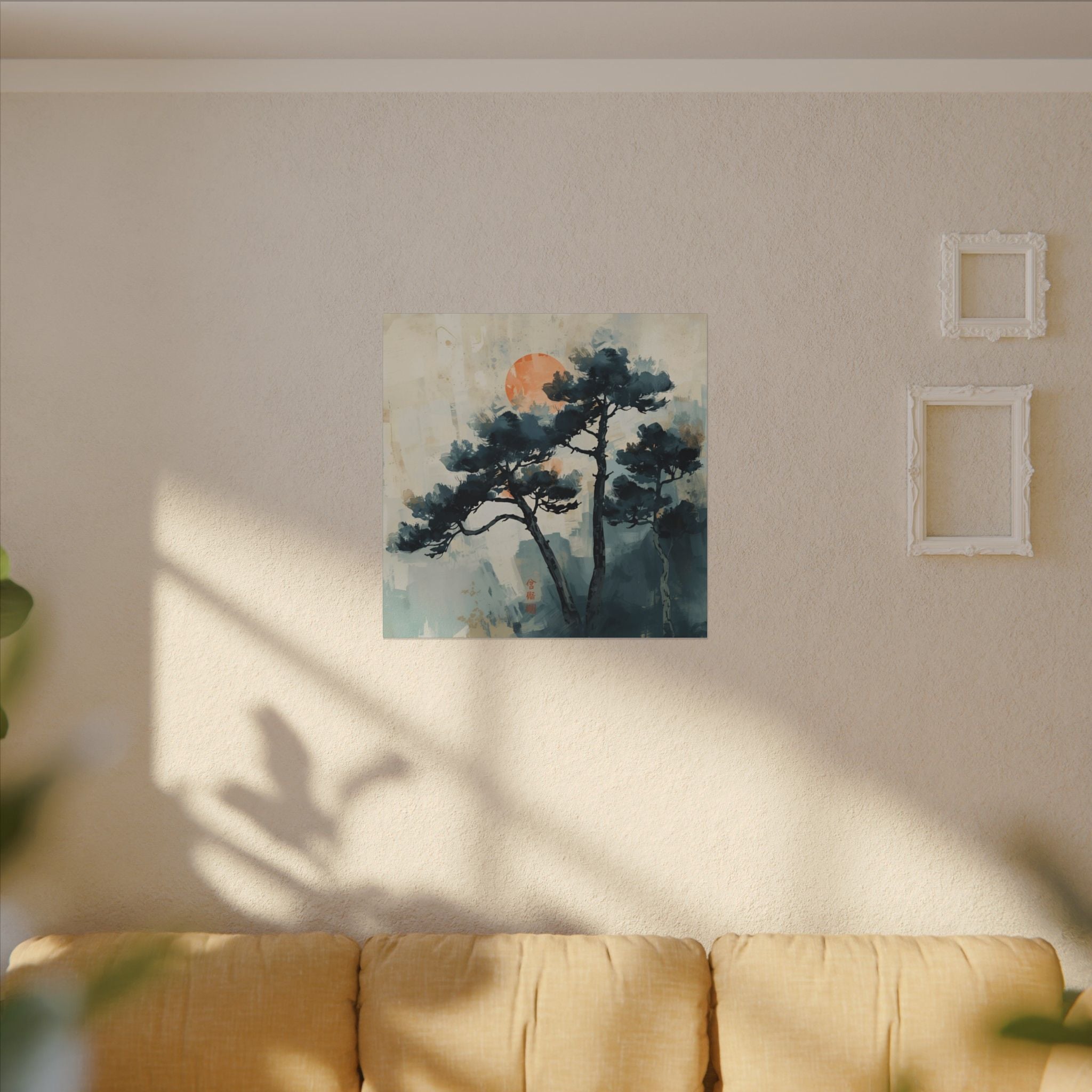Watercolor House Canvas Art for. Home Decor : Serene Sunset Pine Tree Canvas Wall Art