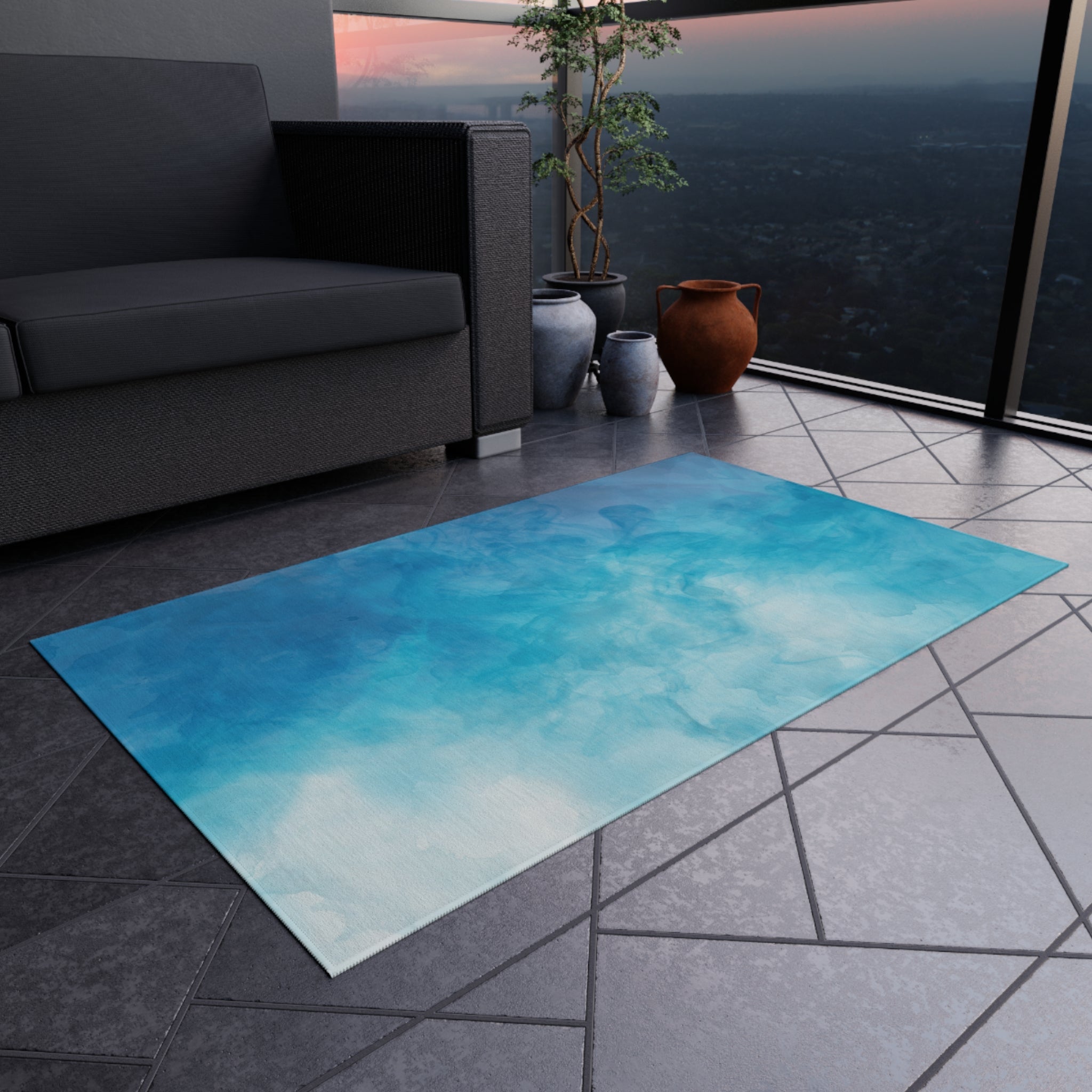Trendy Outdoor Rug for Patio Decor, Indoor-Outdoor Mat, Boho Area Rug, Garden Flooring, Modern Outdoor Carpet-1