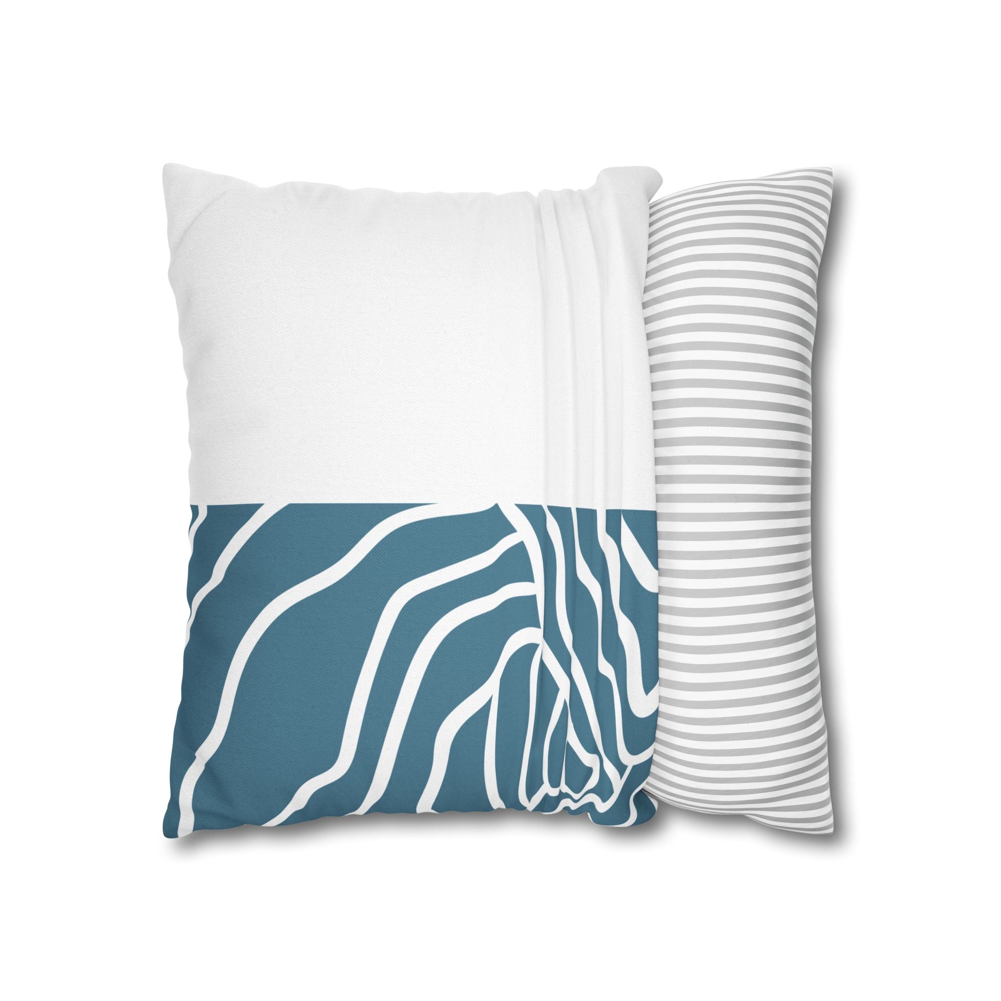 Two Way Cushion Cover, Throw pillow Case for Couch (Single Piece) : Grey Azure