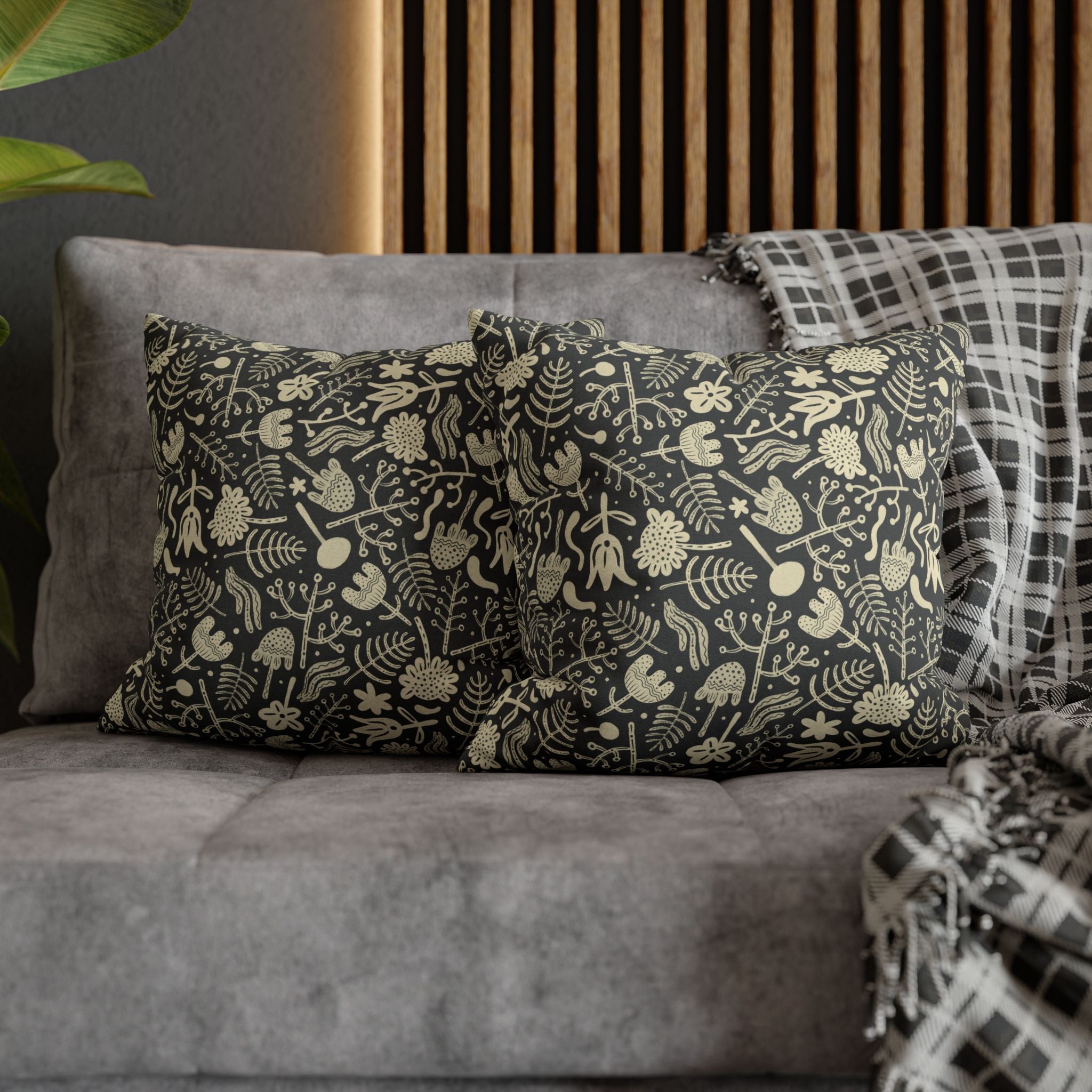 Two Way Cushion Cover, Throw pillow Case for Couch (Single Piece) : Charcoal