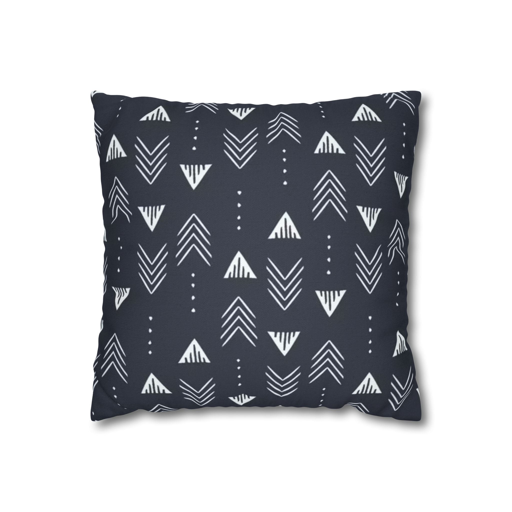 Cushion Cover, Throw pillow Case for Couch ( Single Piece) : Navy Mudcloth Arrow - SnugLiving