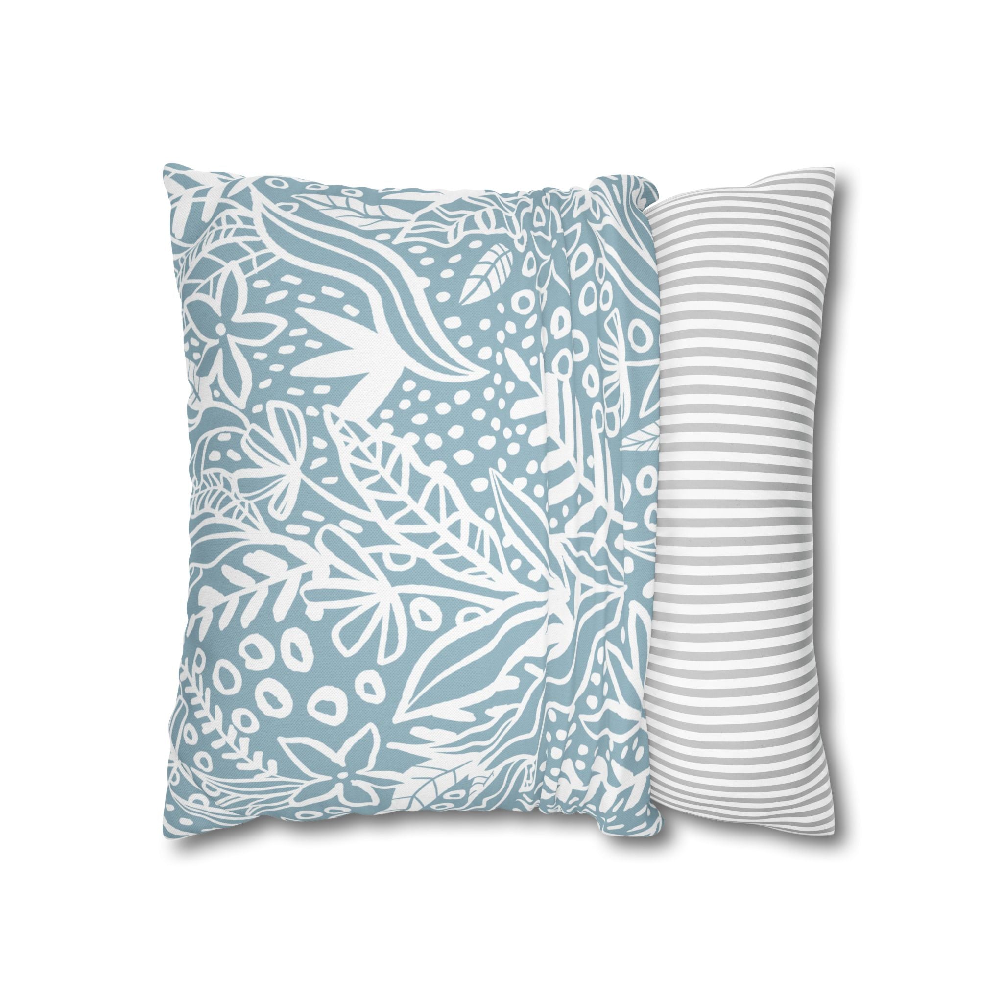 Two Way Cushion Cover, Throw pillow Case for Couch (Single Piece) : Floral Blue