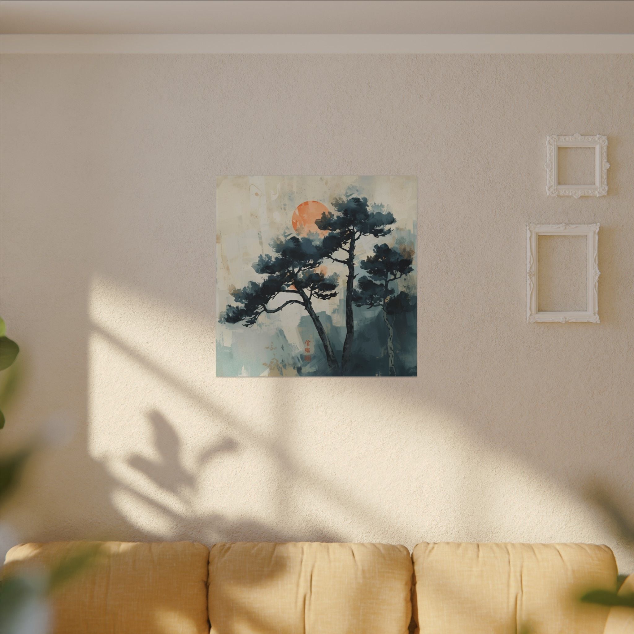Watercolor House Canvas Art for. Home Decor : Serene Sunset Pine Tree Canvas Wall Art