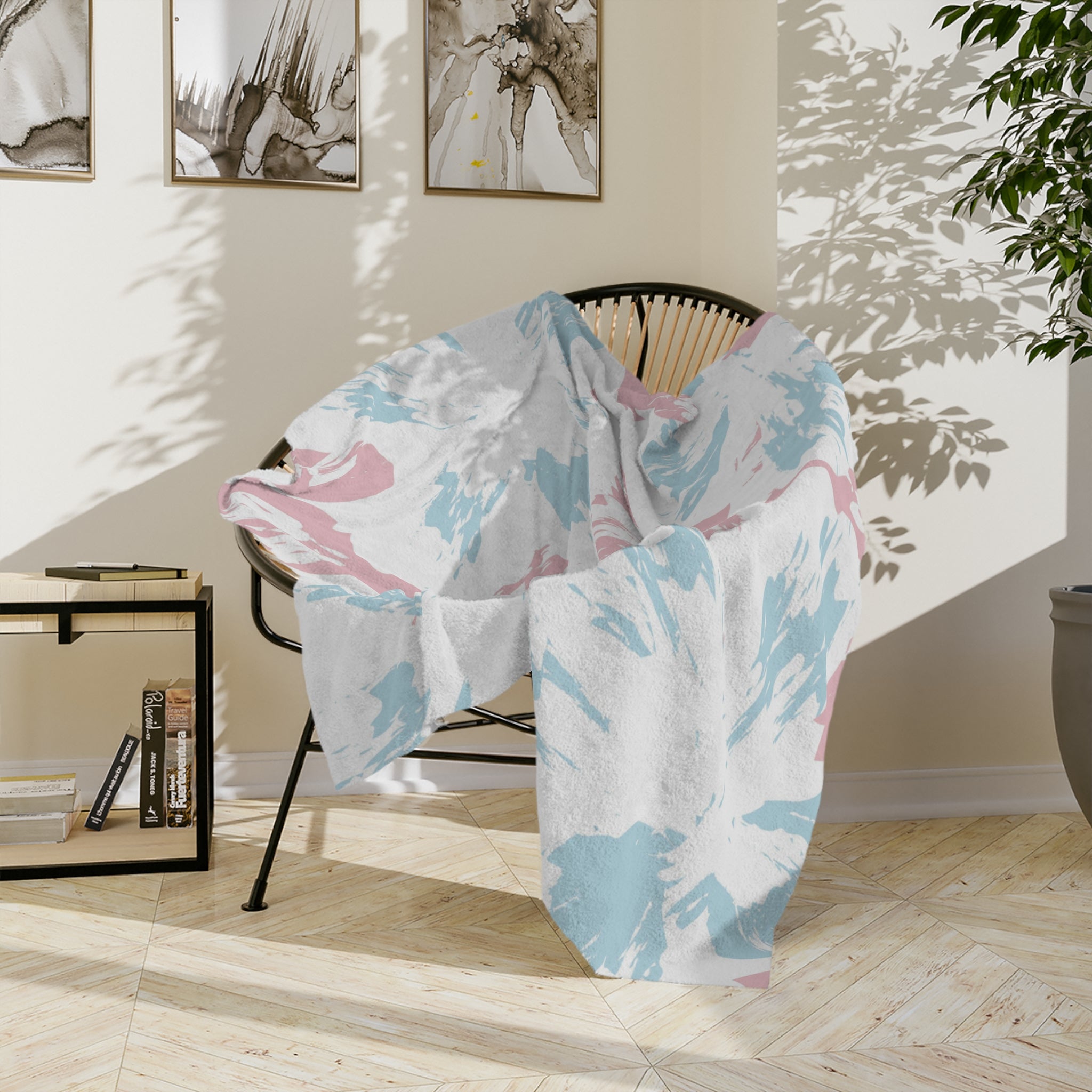 Microfiber Blanket | Soft Throw for Home Decor - Blue,White & Pink