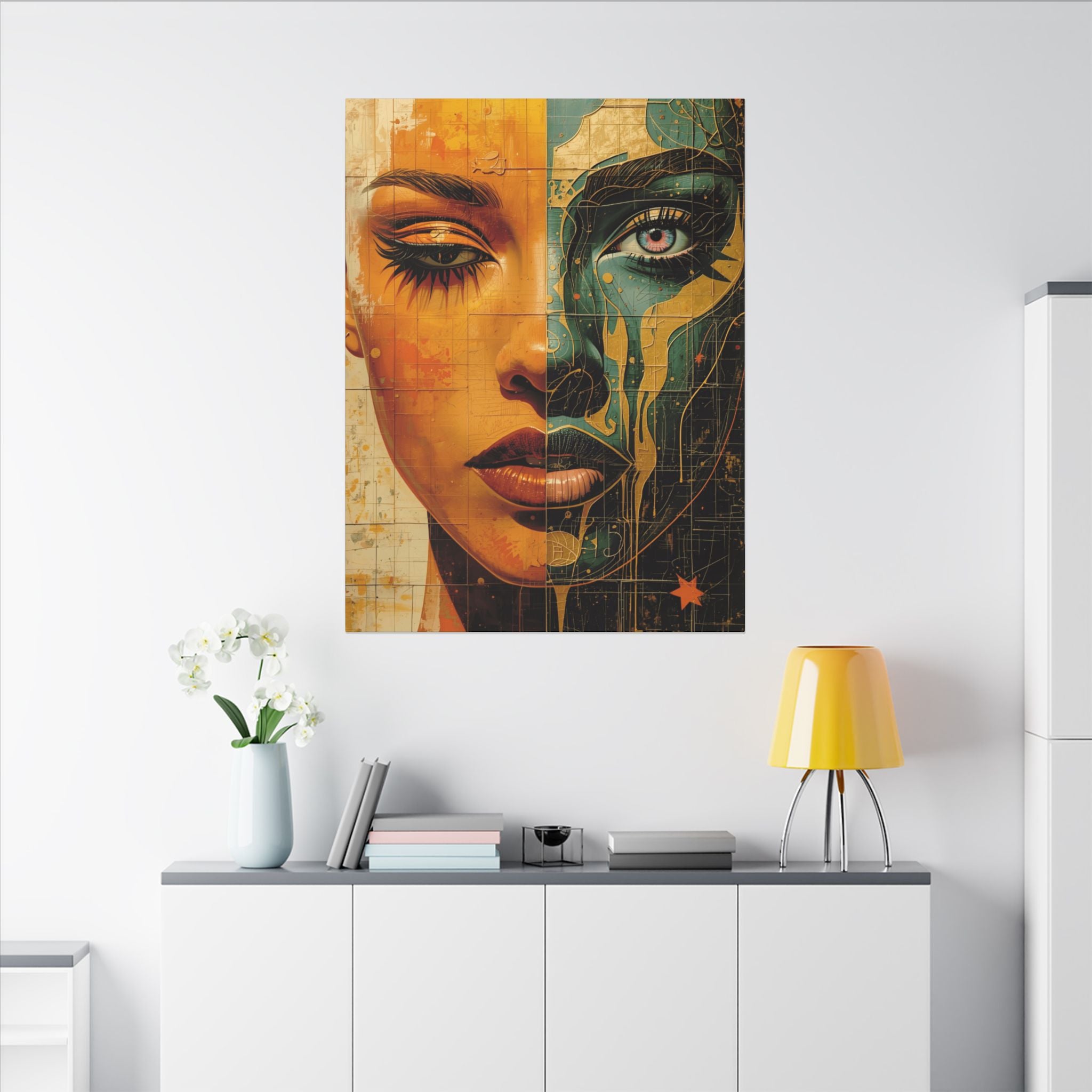 Premium Eco-Friendly Canvas Wall Art for Home Decor | Dual Face Abstract Portrait