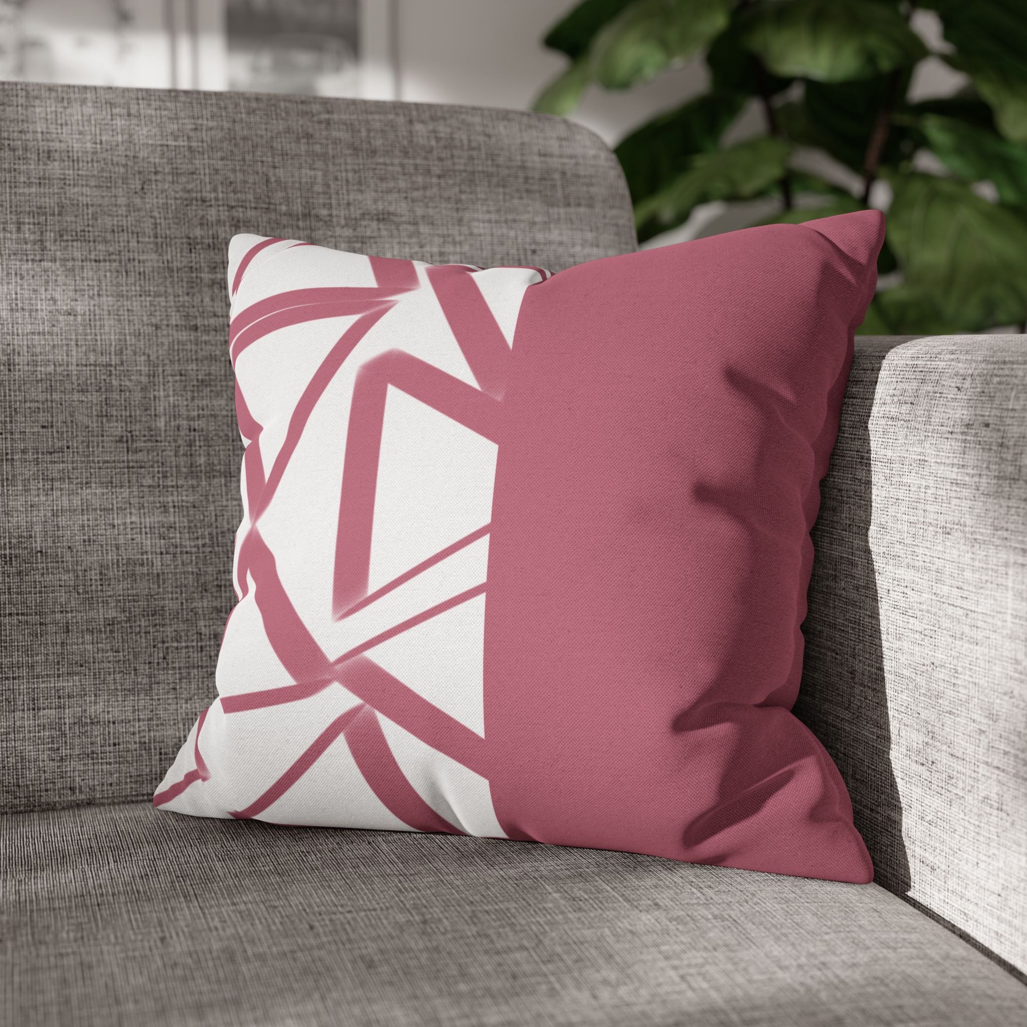 Two Way Cushion Cover, Throw pillow Case for Couch (Single Piece) : Crimson & White