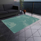 Aqua Marble Swirl Rugs for Living Room & Patio | Artistic Abstract Modern Rug - SnugLiving