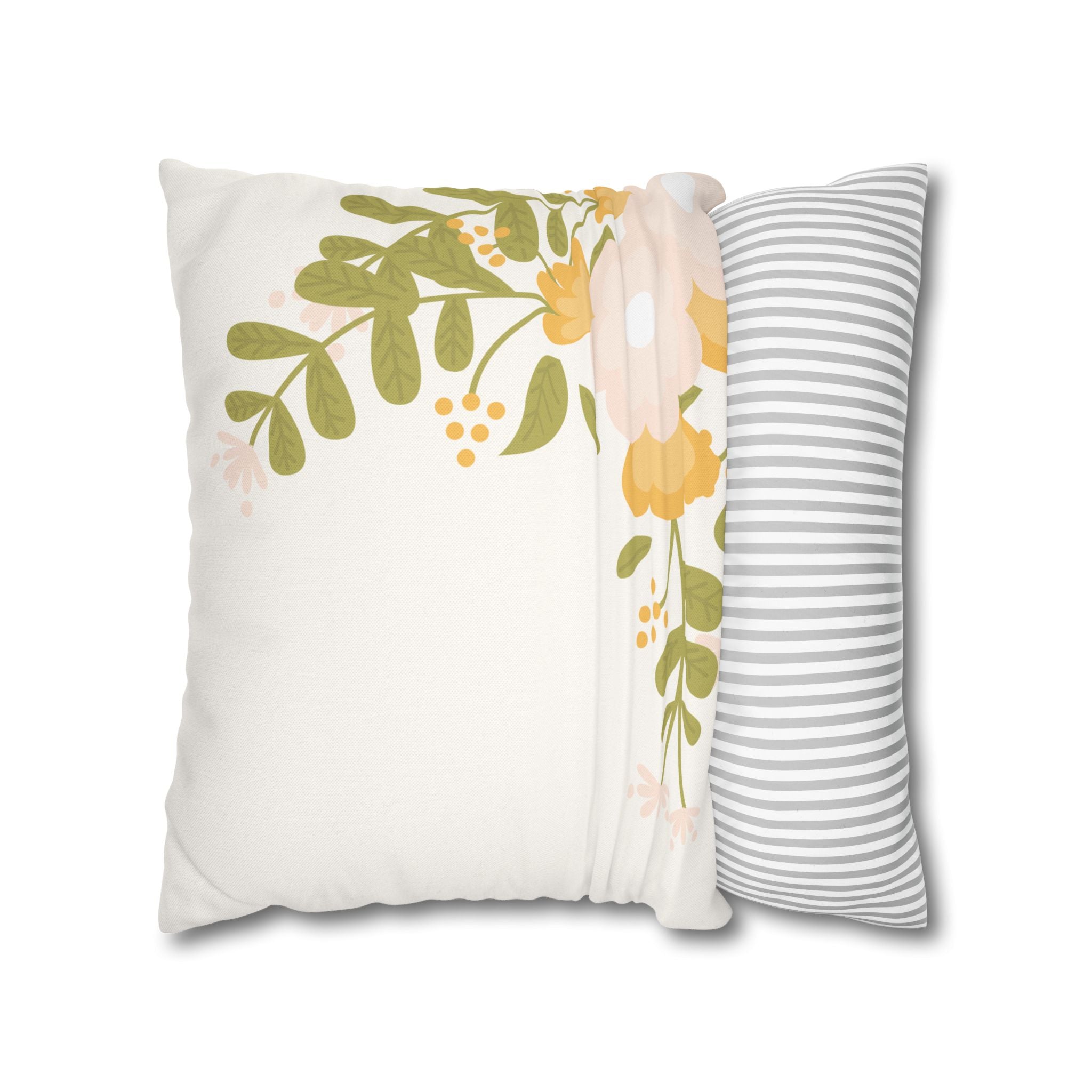 Cushion Cover, Throw pillow Case for Couch (Single Piece) : Floral Beige