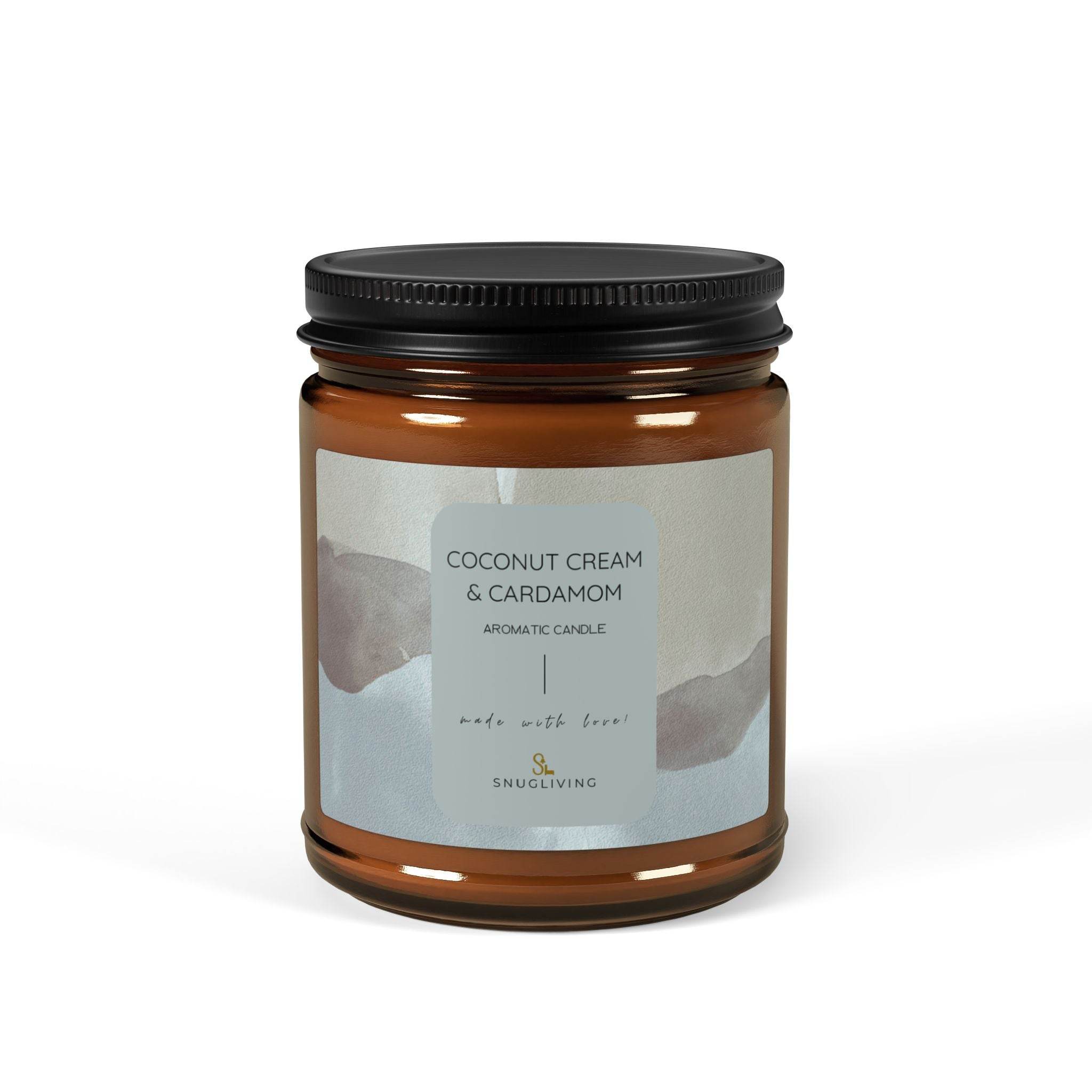 Coconut Cream & Cardamom Scented Candle, Aromatic Glass Candle | SnugLiving - SnugLiving