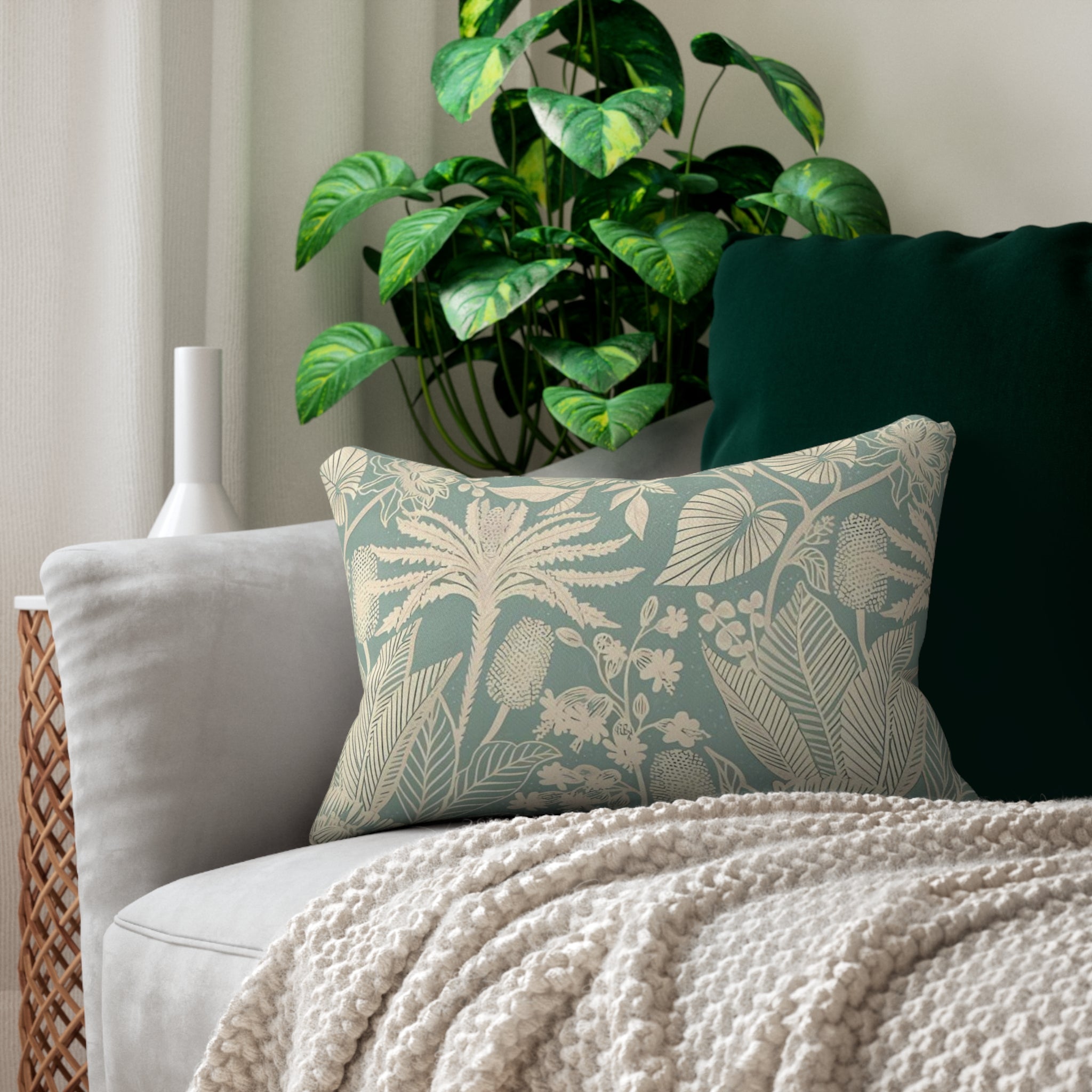 Lounge Pillow, Throw Pillow with Fillers/Insert ( Single Piece) : Pewter Green