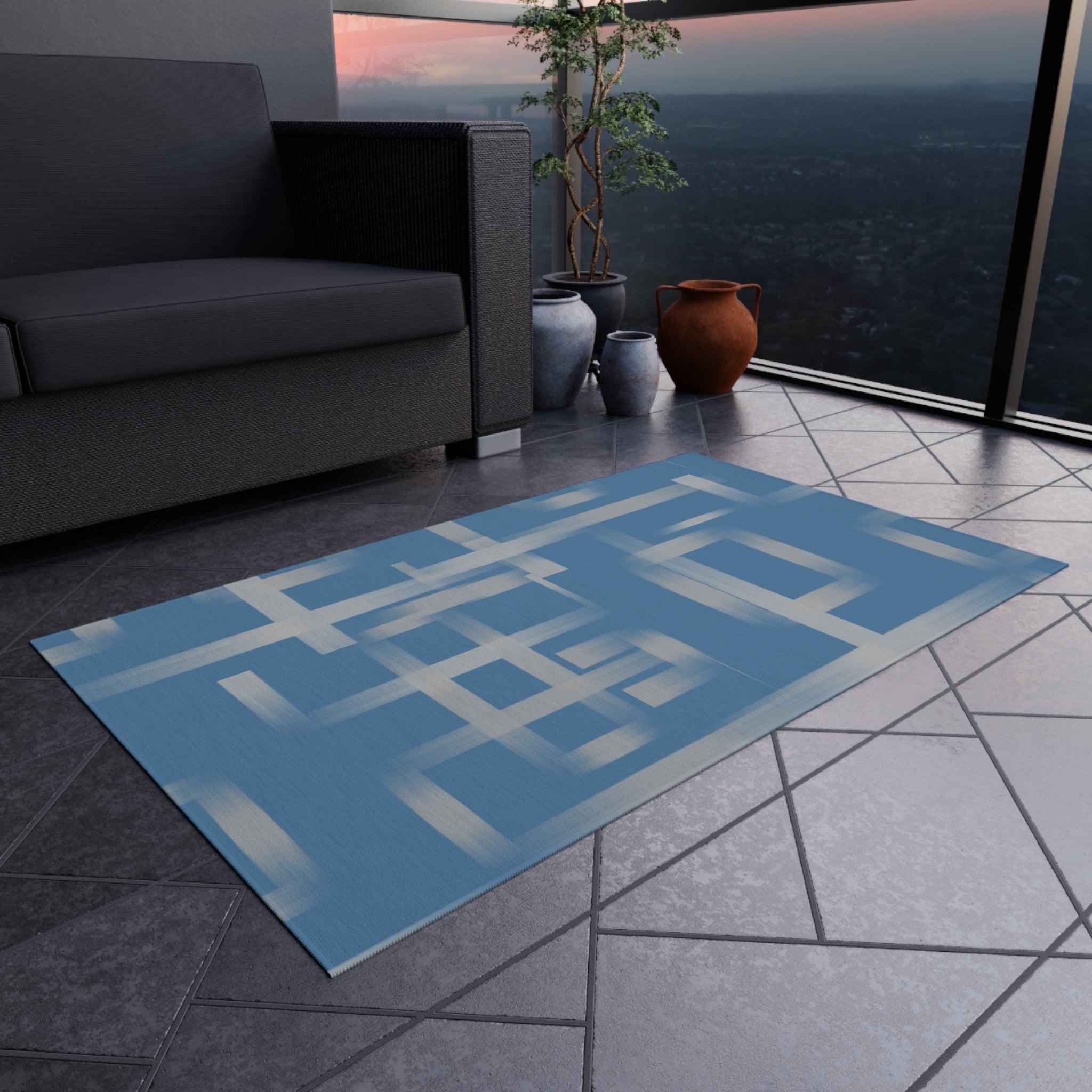 Stylish Indoor/Outdoor Rug for Living Room, Patios, Decks, and Gardens | Perfect for Home Decor - Dark Azure