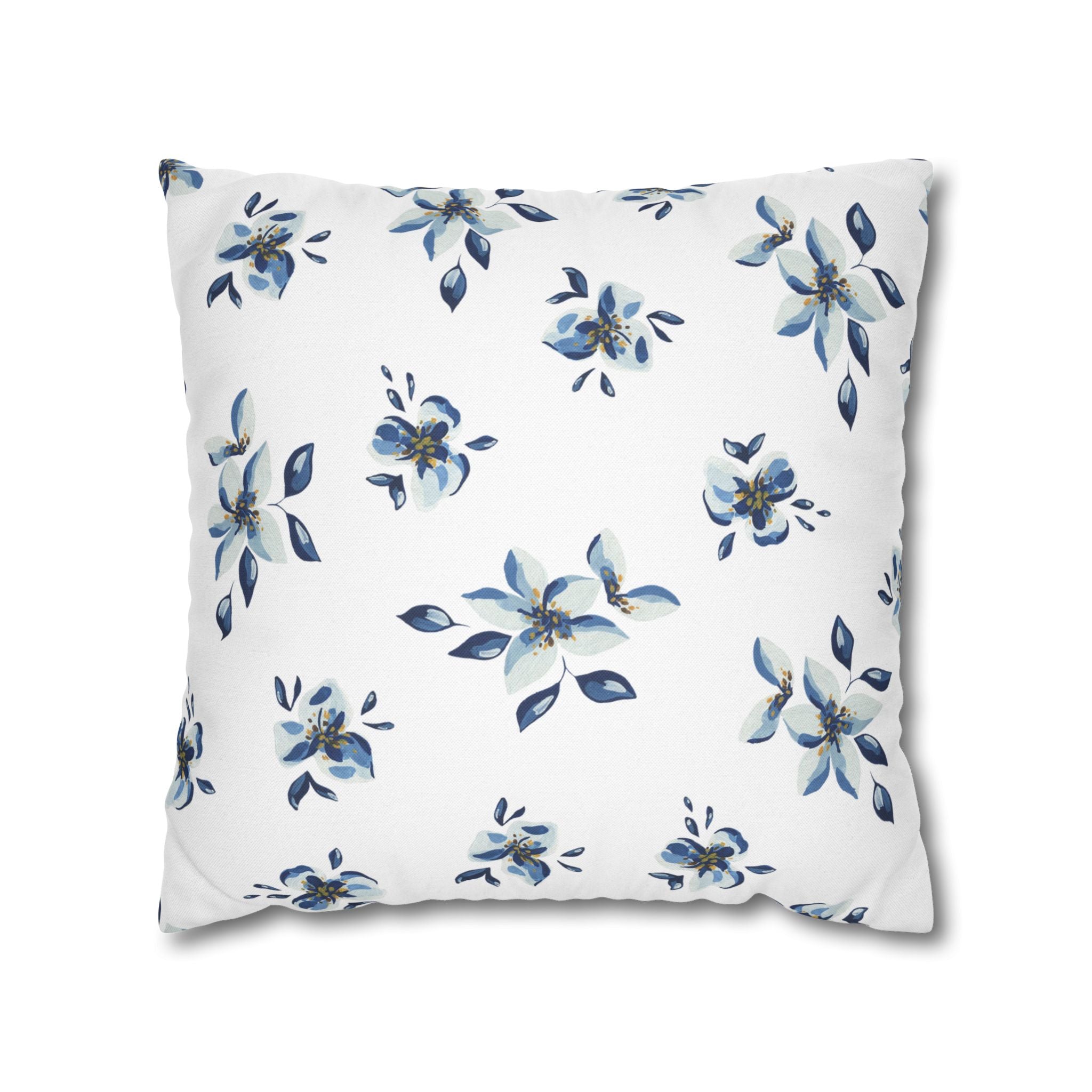 Two Way Cushion Cover, Throw pillow Case for Couch (Single Piece): Blue & White Floral