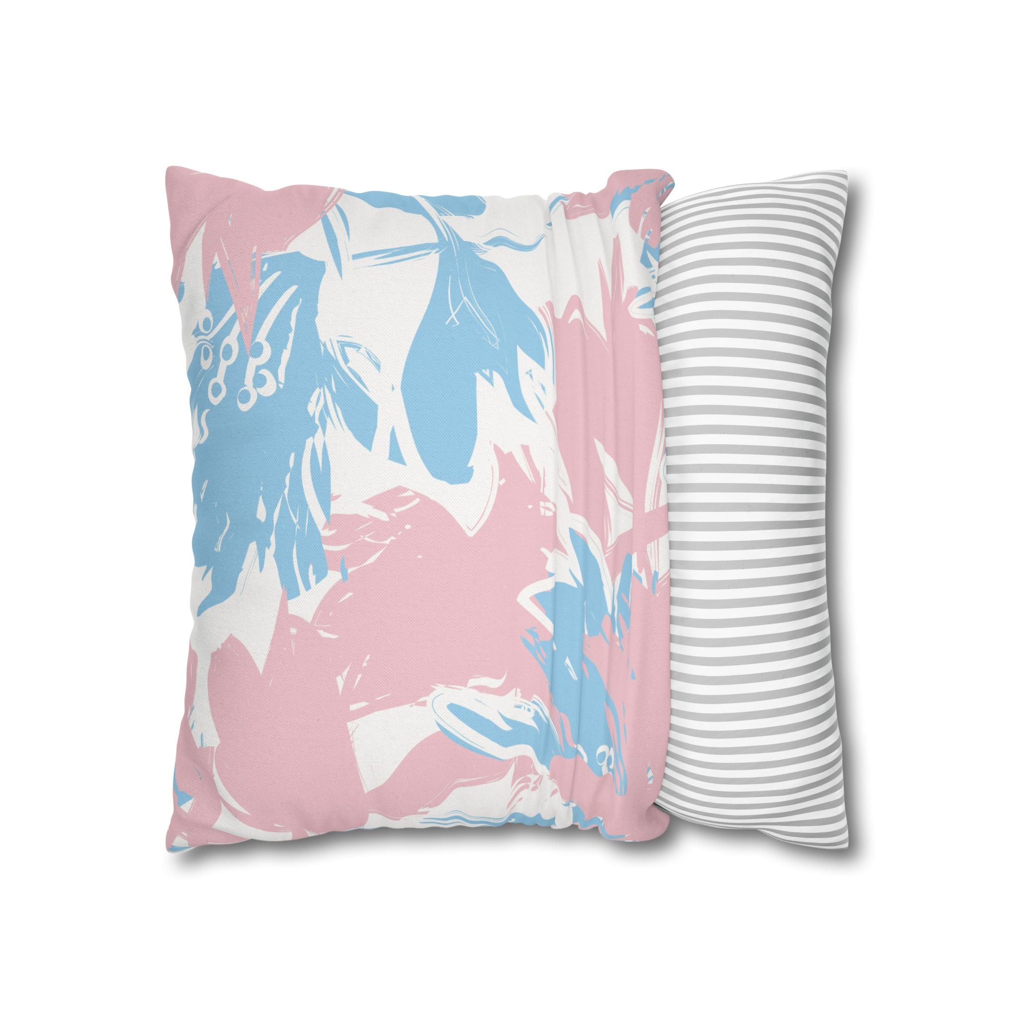 Two Way Cushion Cover, Throw pillow Case for Couch (Single Piece): Blue Pink Abstract