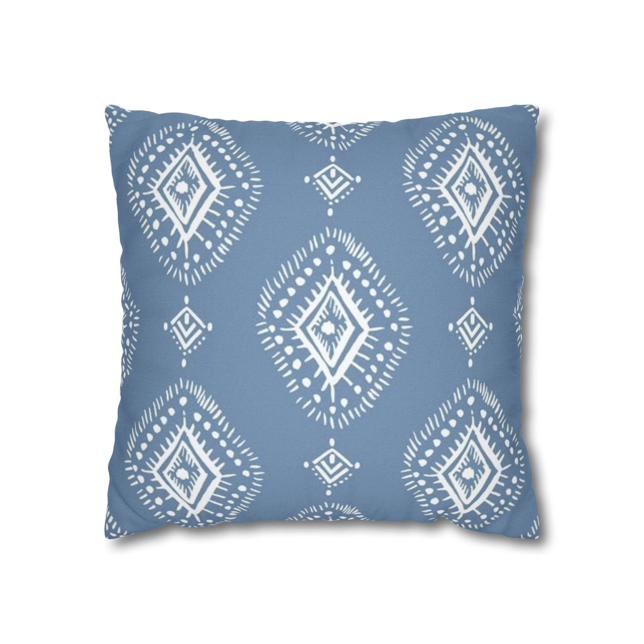 Cushion Cover, Throw pillow Case for Couch (Single Piece) : Azure & White Pattern - SnugLiving