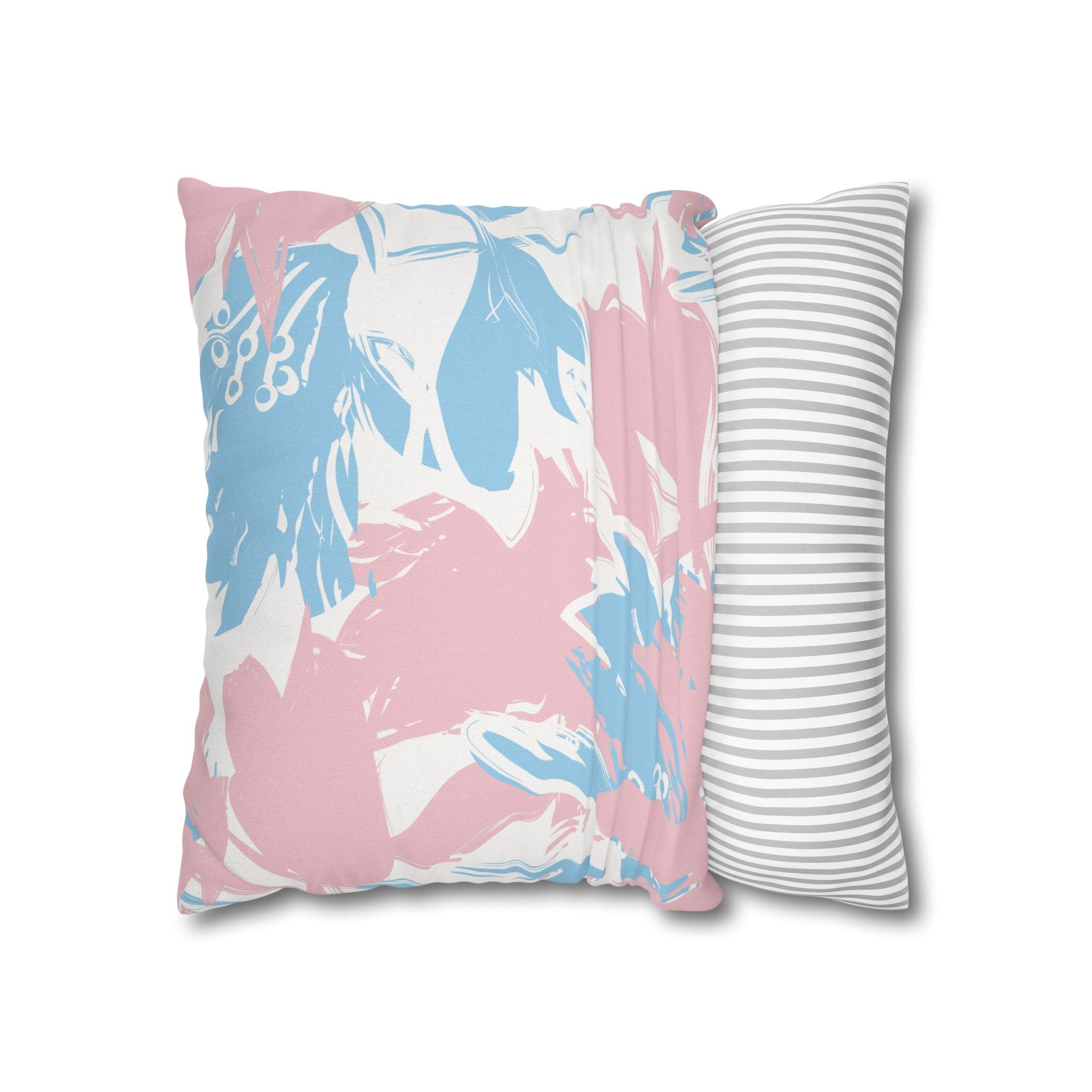 Two Way Cushion Cover, Throw pillow Case for Couch (Single Piece): Blue Pink Abstract
