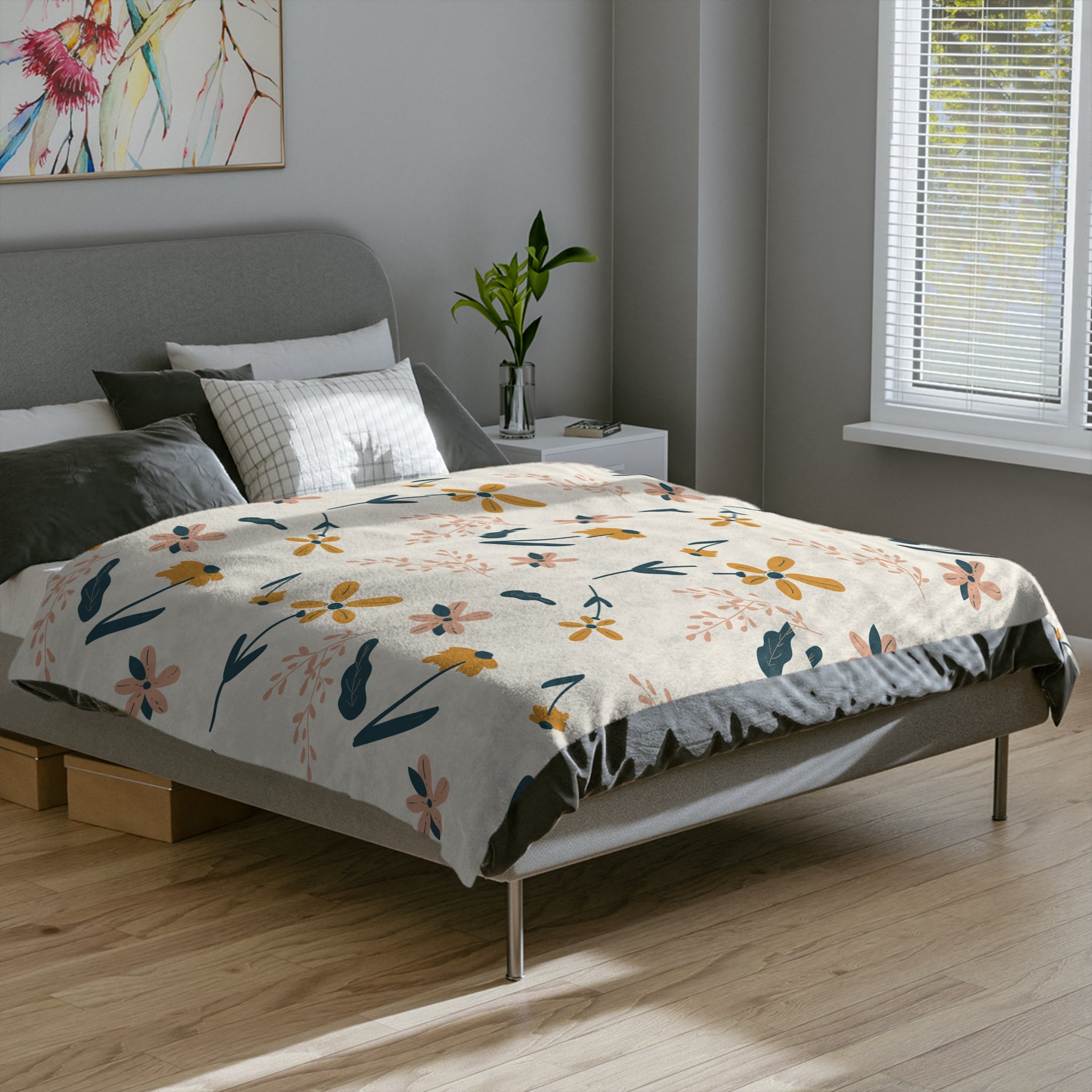 Microfiber Blanket | Soft Throw for Home Decor - Yellow and Teal