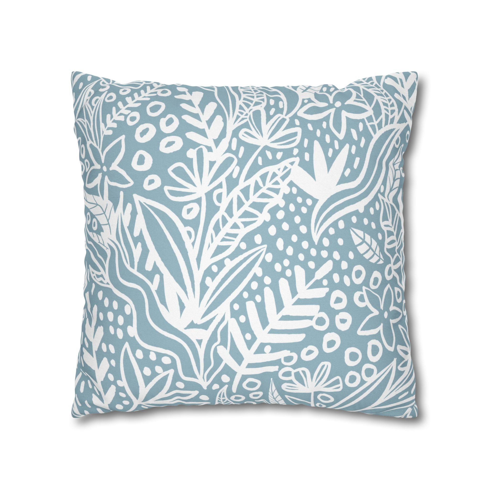 Two Way Cushion Cover, Throw pillow Case for Couch (Single Piece) : Floral Blue