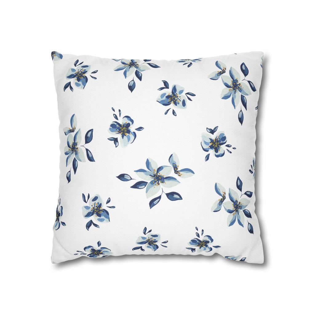 Two Way Cushion Cover, Throw pillow Case for Couch (Single Piece): Blue & White Floral