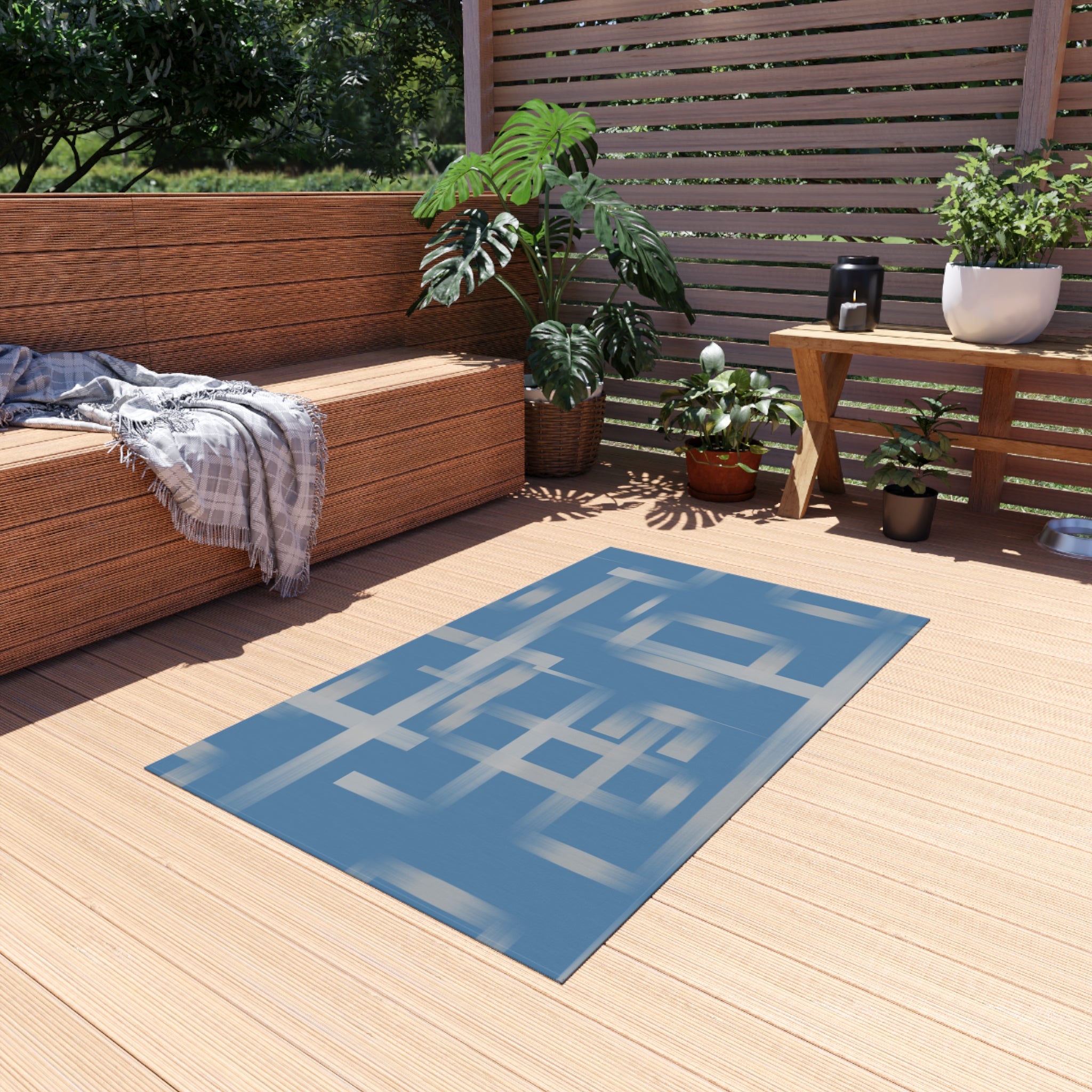 Stylish Indoor/Outdoor Rug for Living Room, Patios, Decks, and Gardens | Perfect for Home Decor - Dark Azure