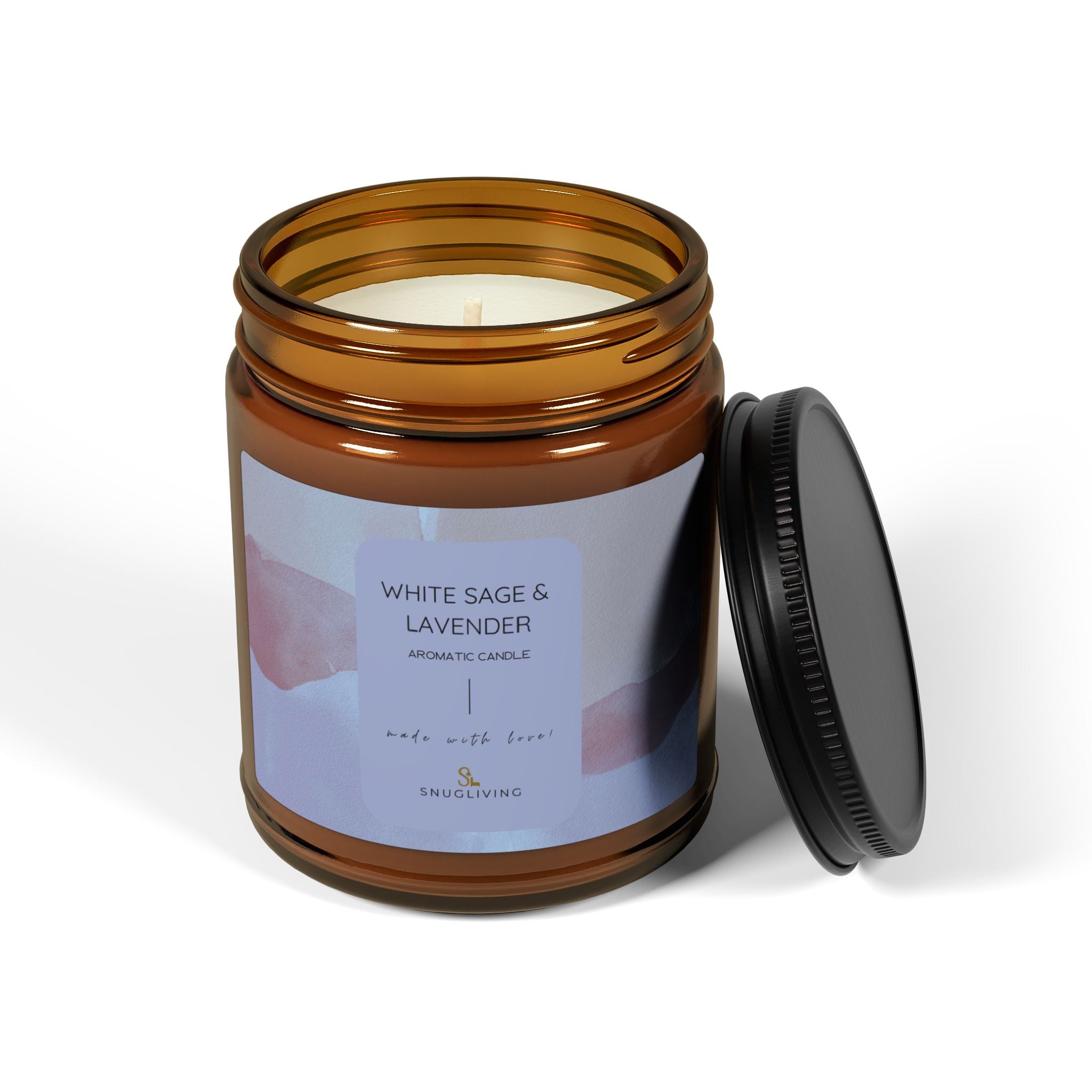 SnugLiving Aromatic/Scented Soy Candle : White Sage & Lavender