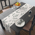 Hand-Drawn Leafy Green Table Runner – Modern Botanical Table Accent - SnugLiving