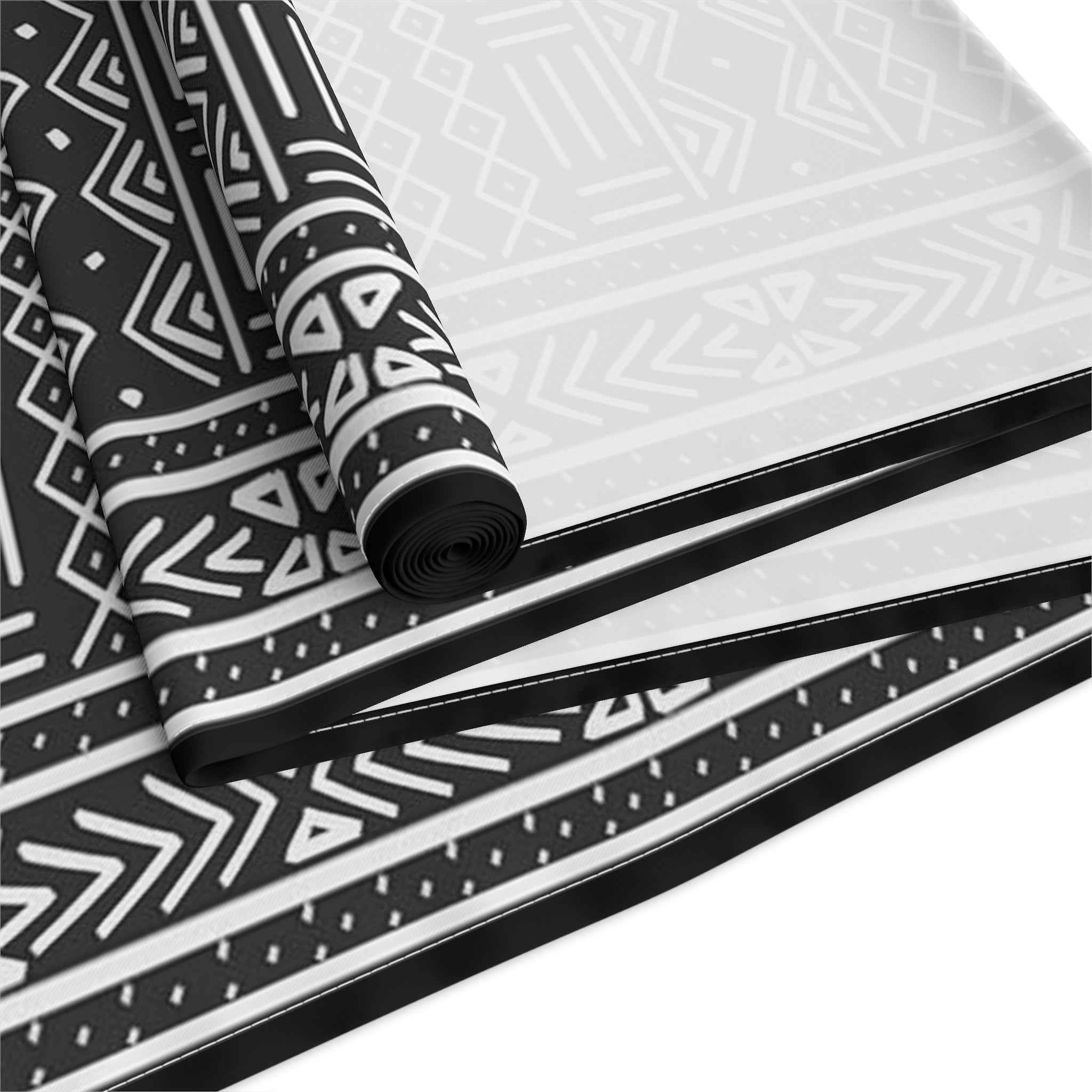 Black Mudcloth Tribal Table Runner – Artisan-Inspired Monochrome Accent - SnugLiving