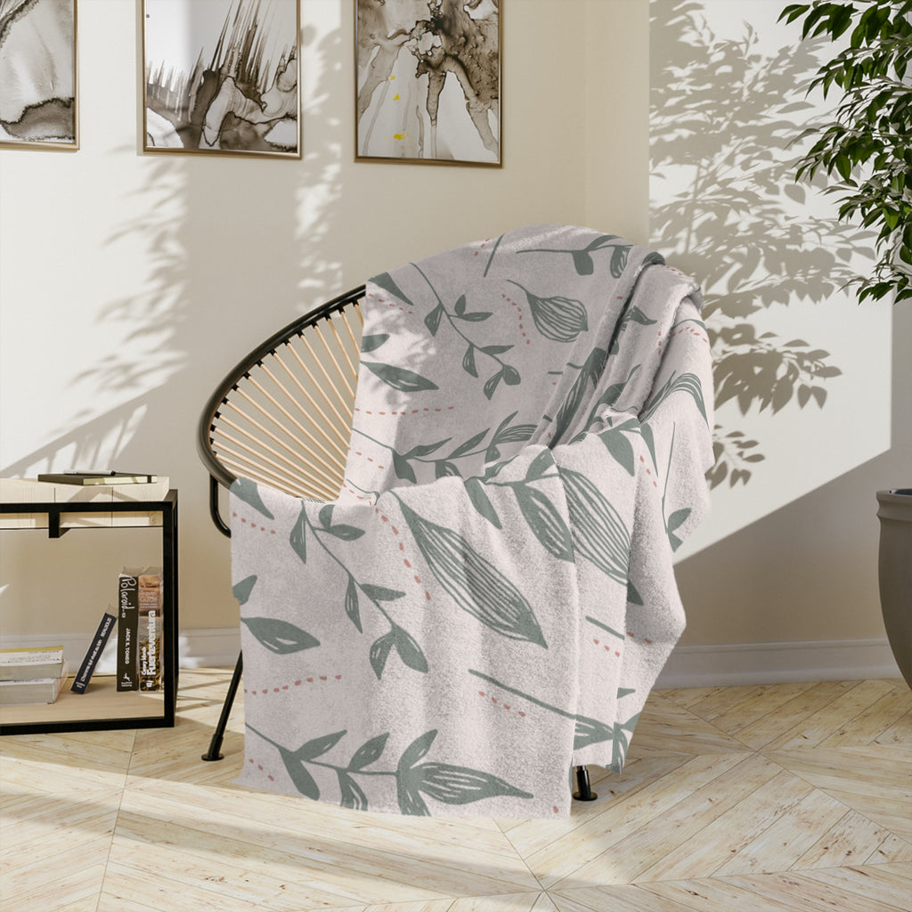 Microfiber Blanket | Soft Throw for Home Decor - White & Azure Green