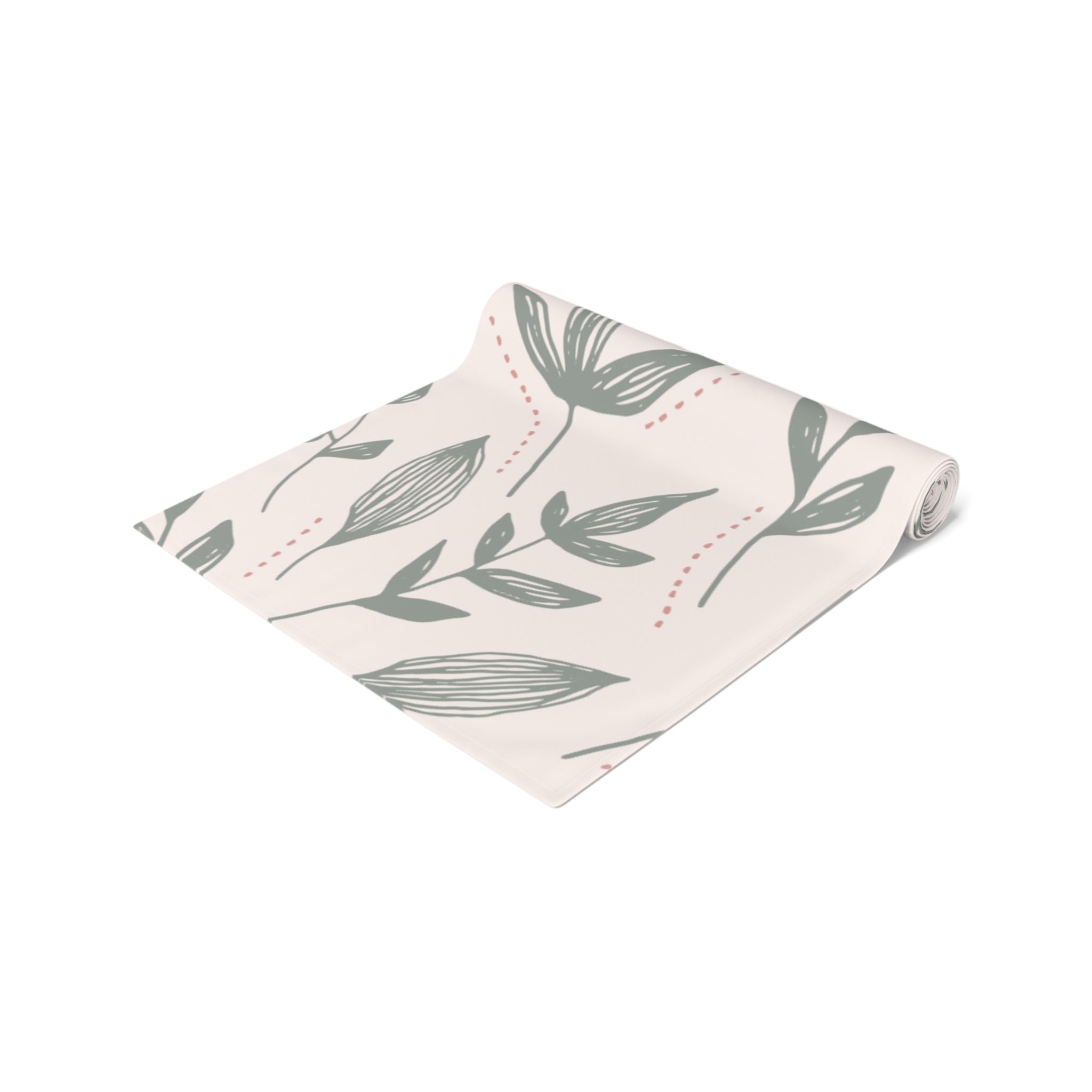 Hand-Drawn Leafy Green Table Runner – Modern Botanical Table Accent - SnugLiving