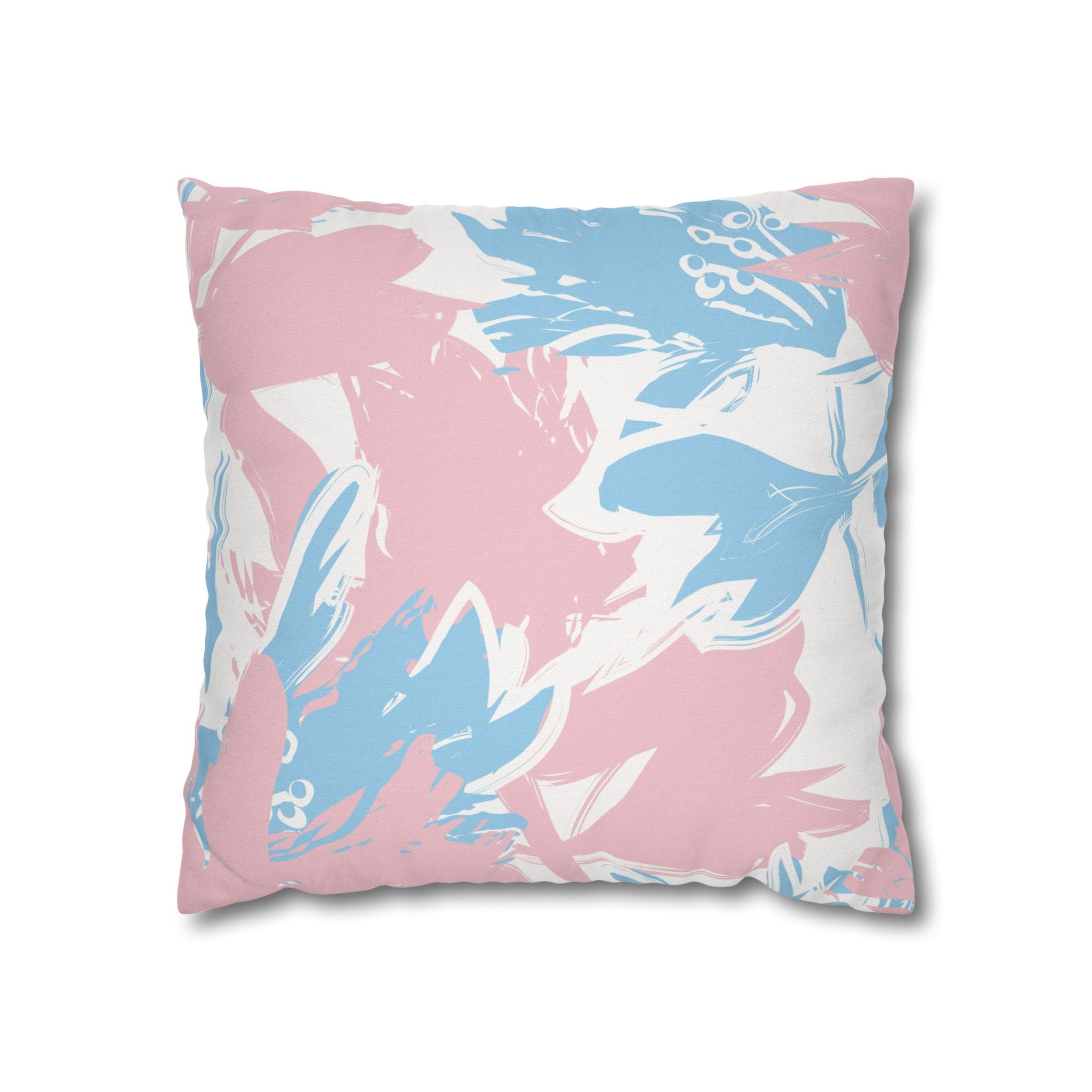 Two Way Cushion Cover, Throw pillow Case for Couch (Single Piece): Blue Pink Abstract