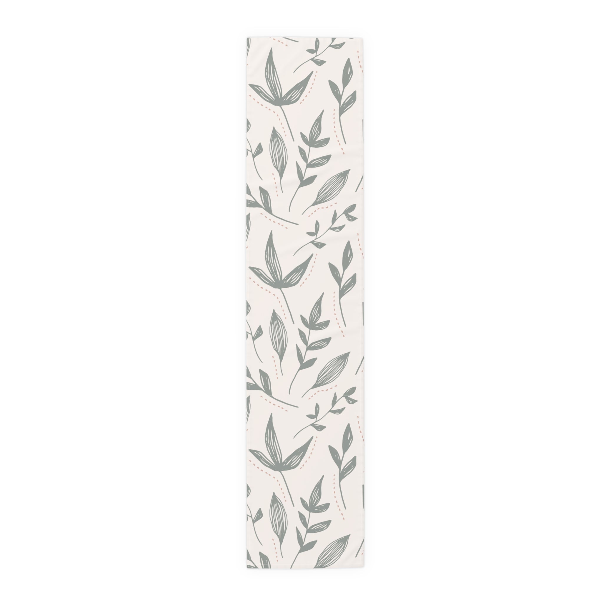 Hand-Drawn Leafy Green Table Runner – Modern Botanical Table Accent - SnugLiving