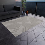 Geometric Line Rug for Living Room & Patio | Neutral Beige Modern Area Carpet - SnugLiving